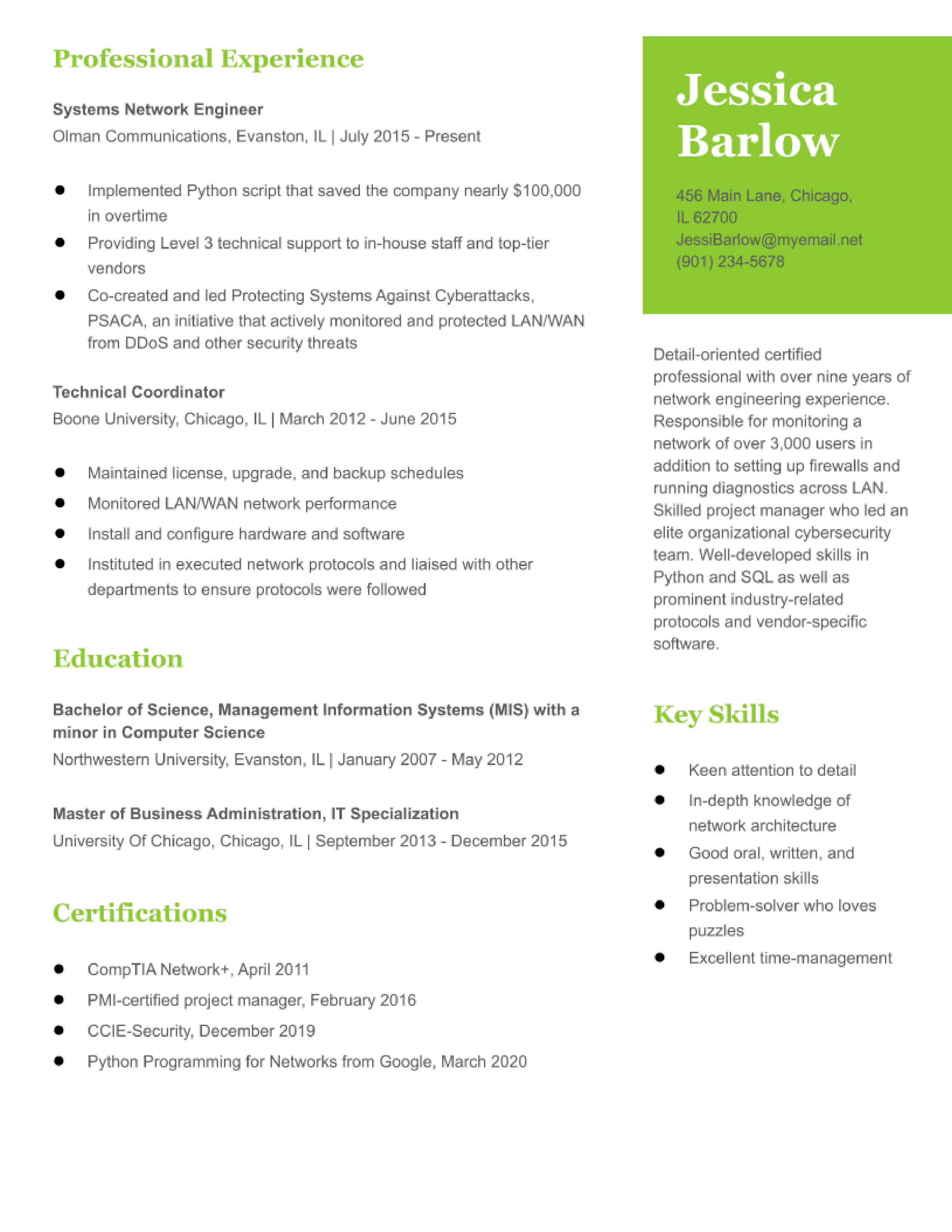 Network Engineer Resume Examples and Templates for 2024