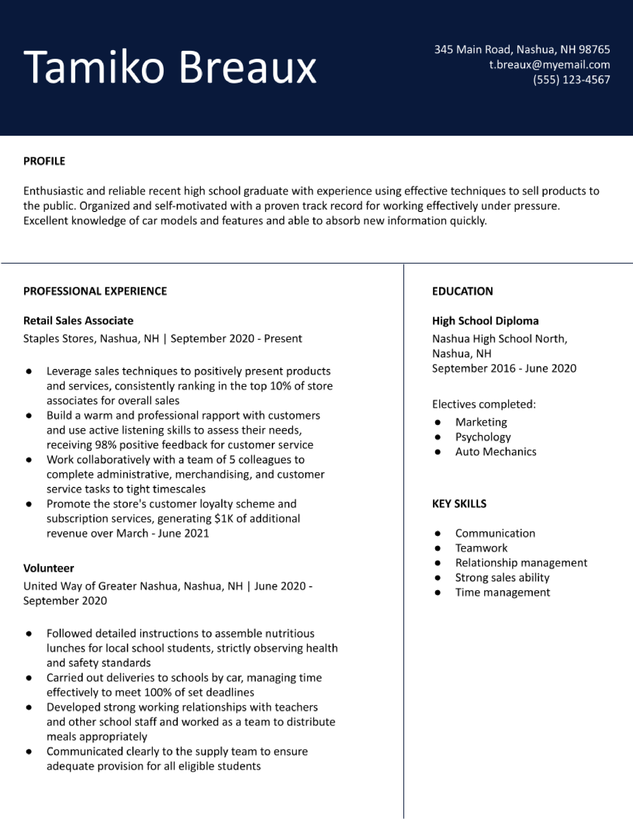Car Salesman Resume Examples Resumebuilder Com
