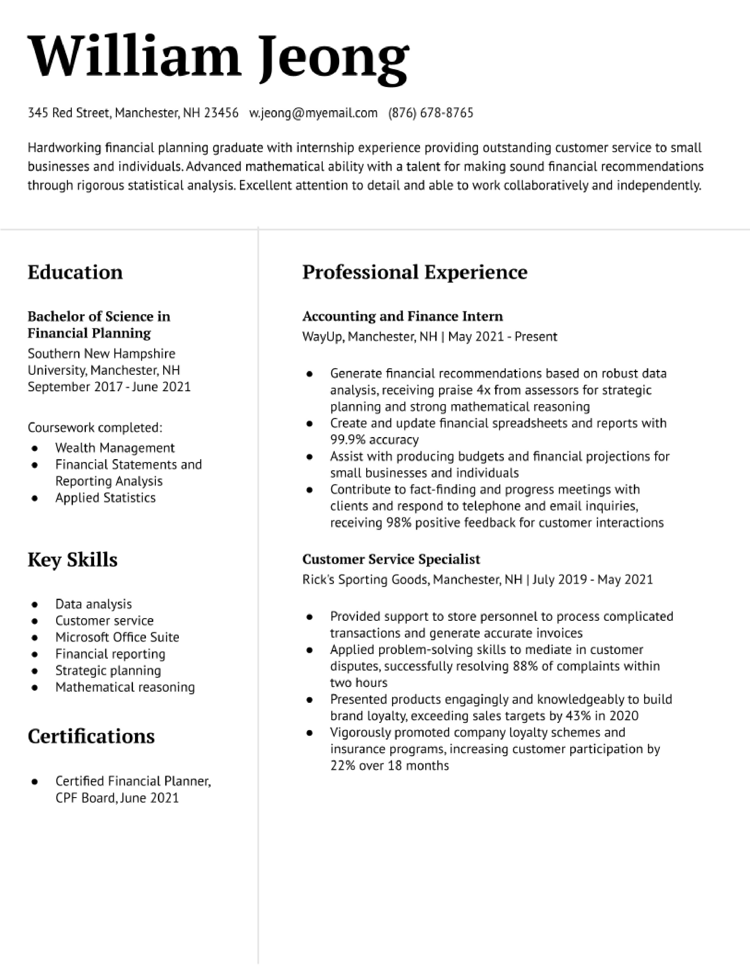 Personal Financial Advisor Resume Examples and Templates for 2024