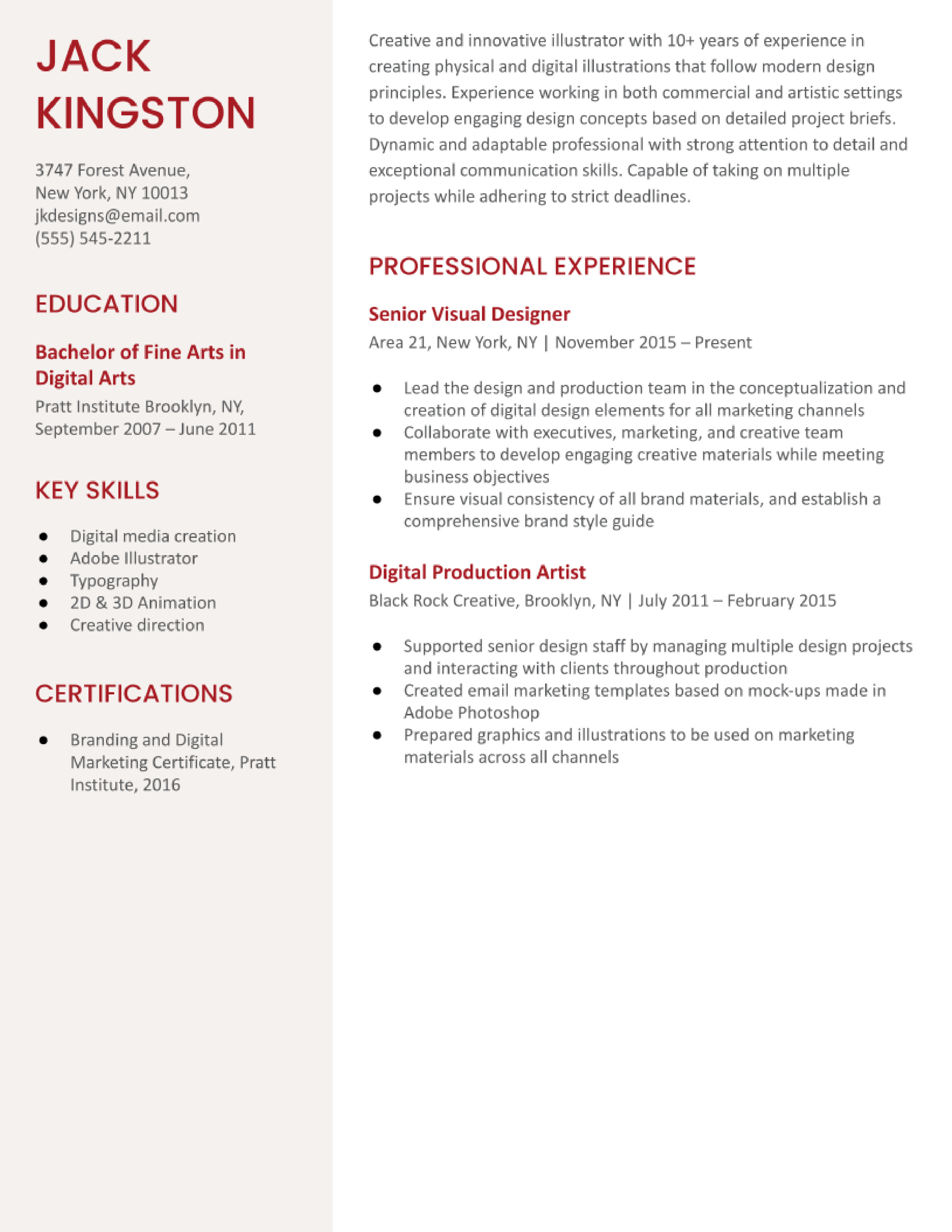 Illustrator Resume Examples in 2022 - ResumeBuilder.com