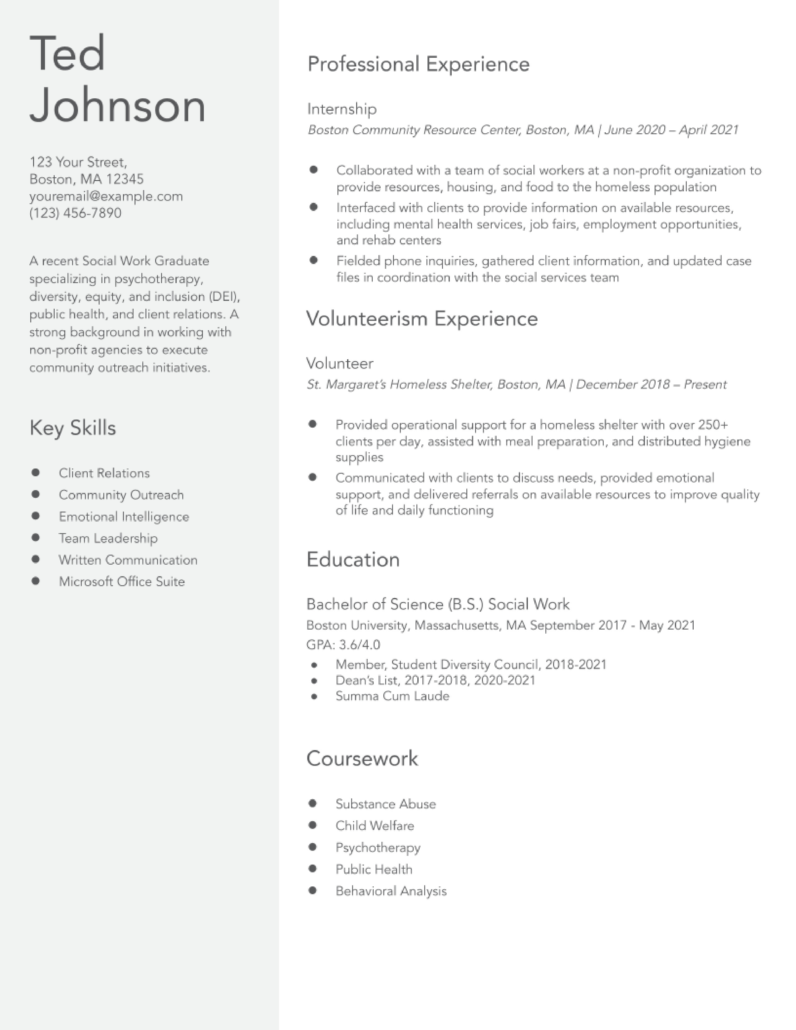 Resume for graduate