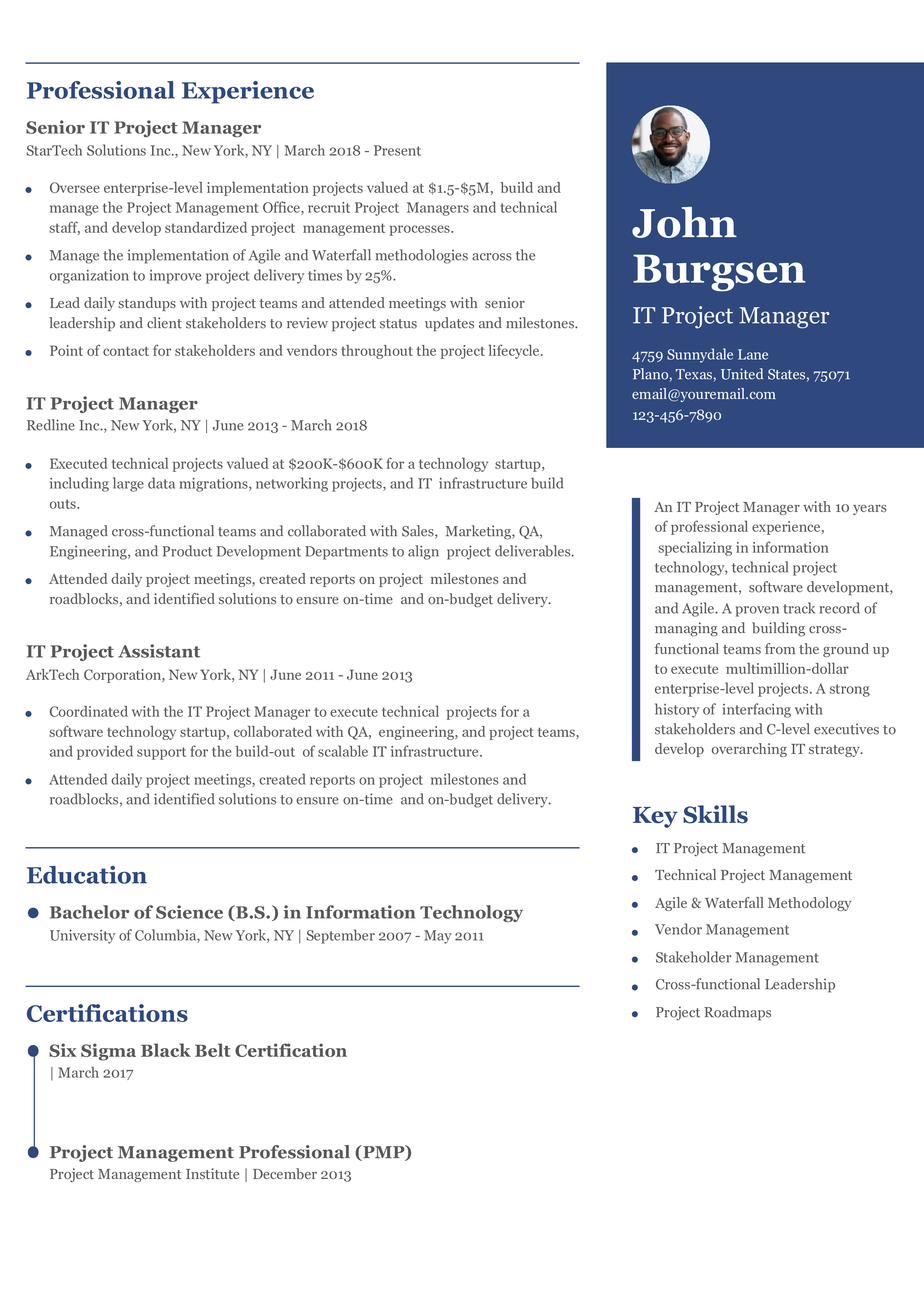 IT Project Manager Resume Examples and Templates for 2024 ...