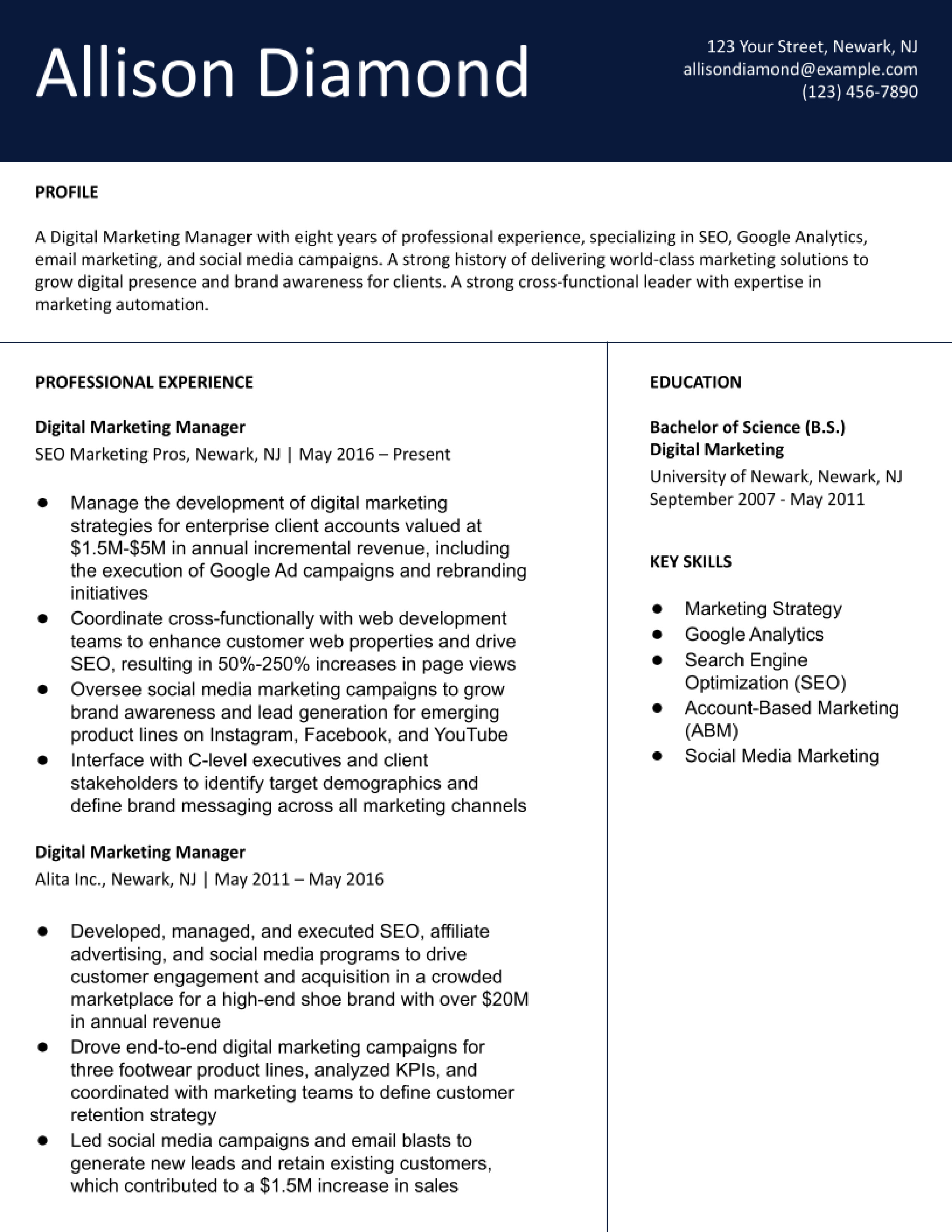Digital Marketing Manager Resume Examples and Templates for 2023 -  ResumeBuilder.com
