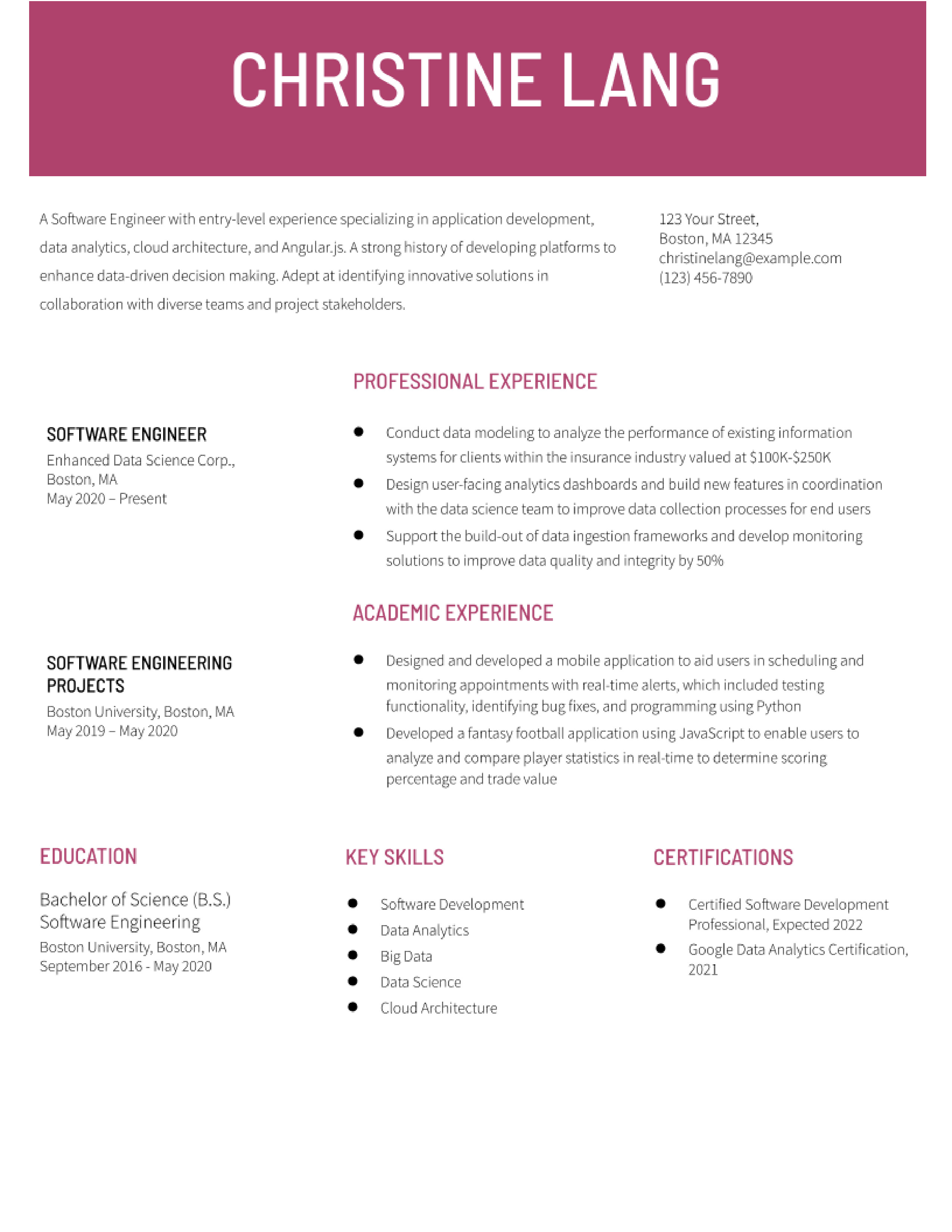 Entry-Level Software Engineer Resume Examples and Templates for 2024 ...