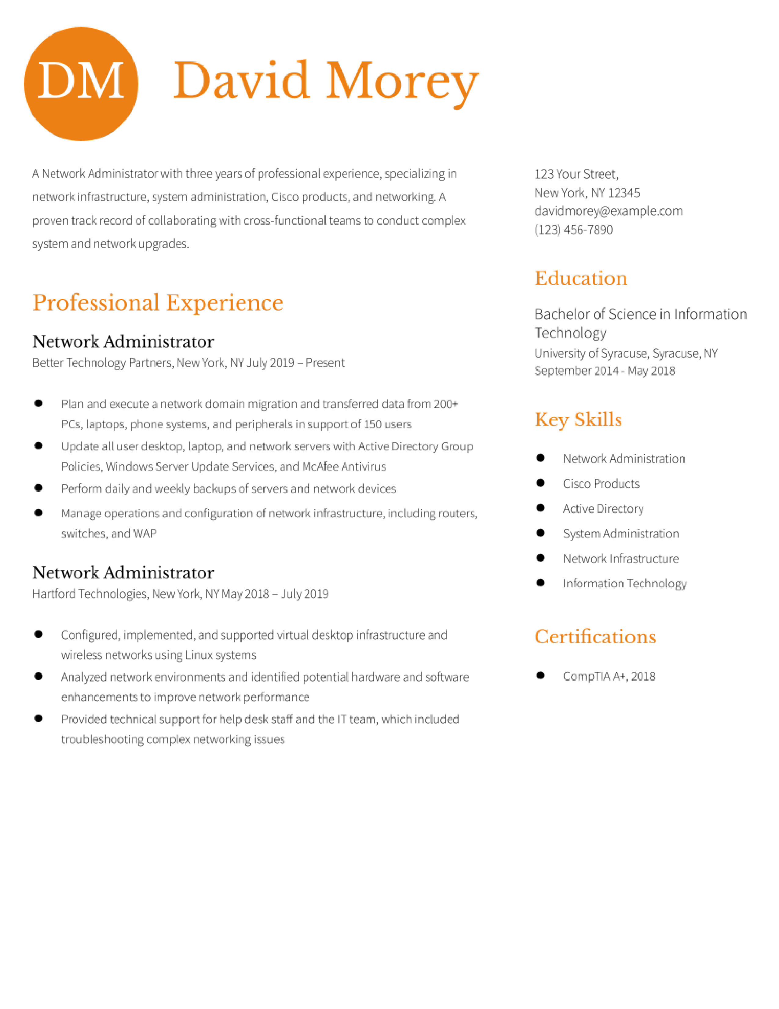 Network Administrator Resume Examples and Templates for 2024