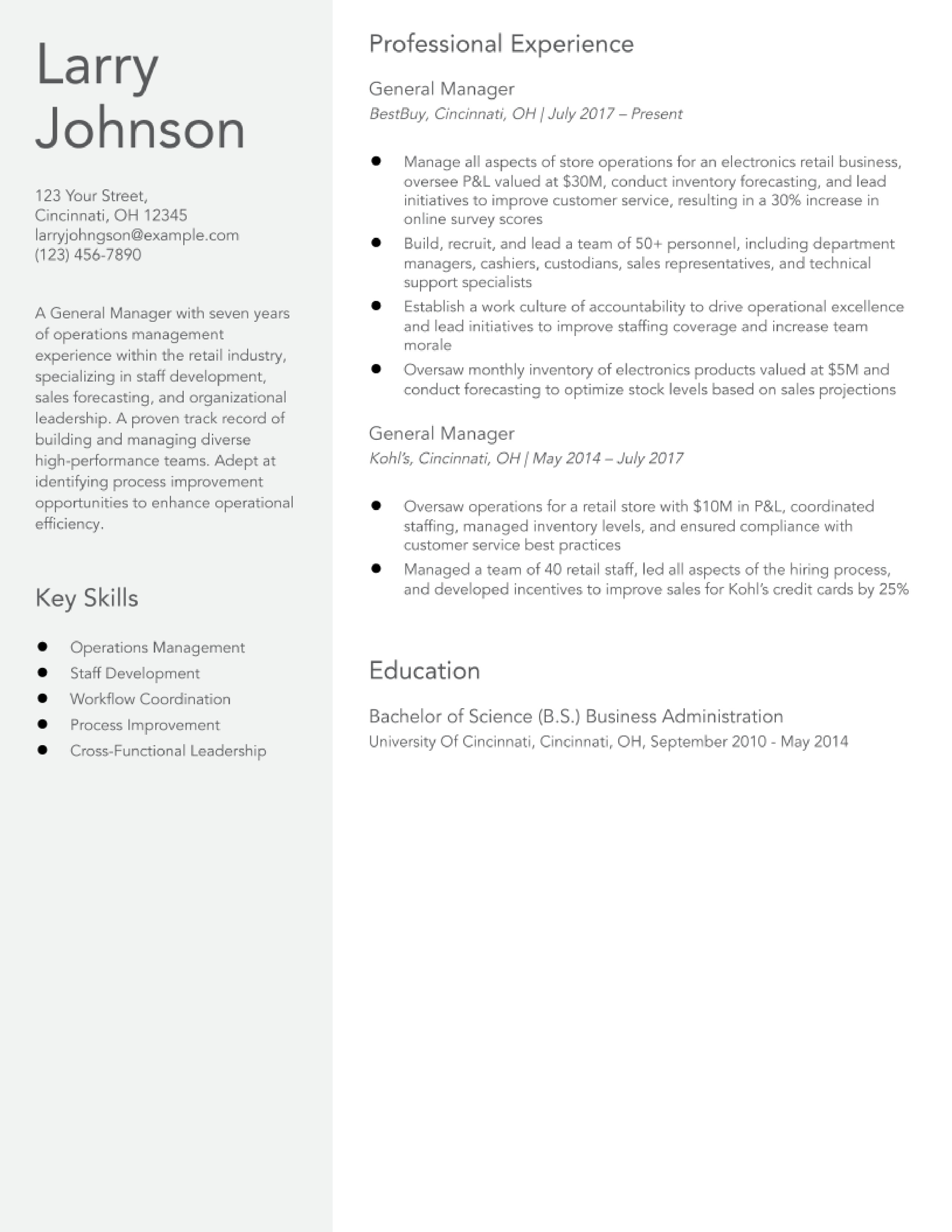 General Manager Resume Examples in 2023 - ResumeBuilder.com