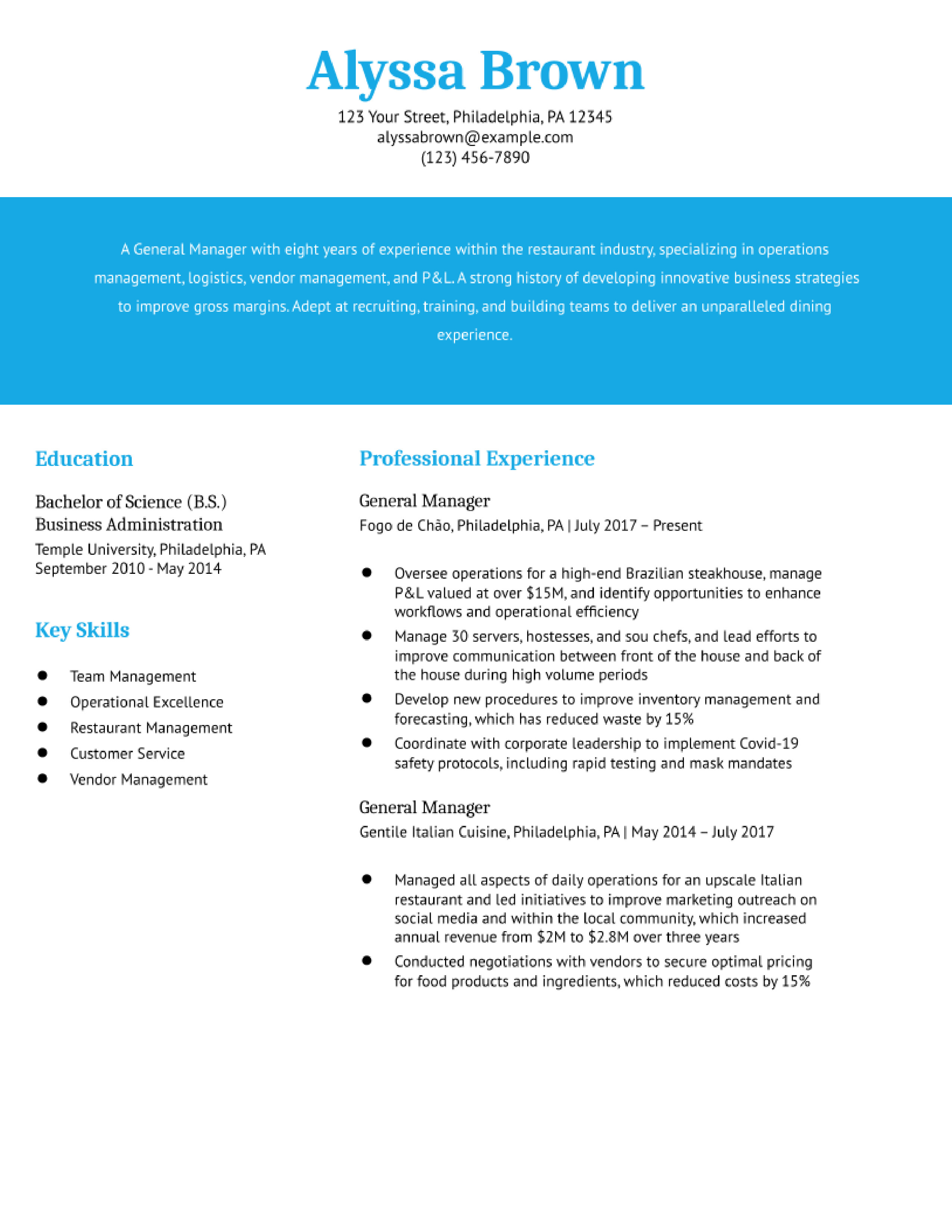 General Manager Resume Examples in 2023 - ResumeBuilder.com
