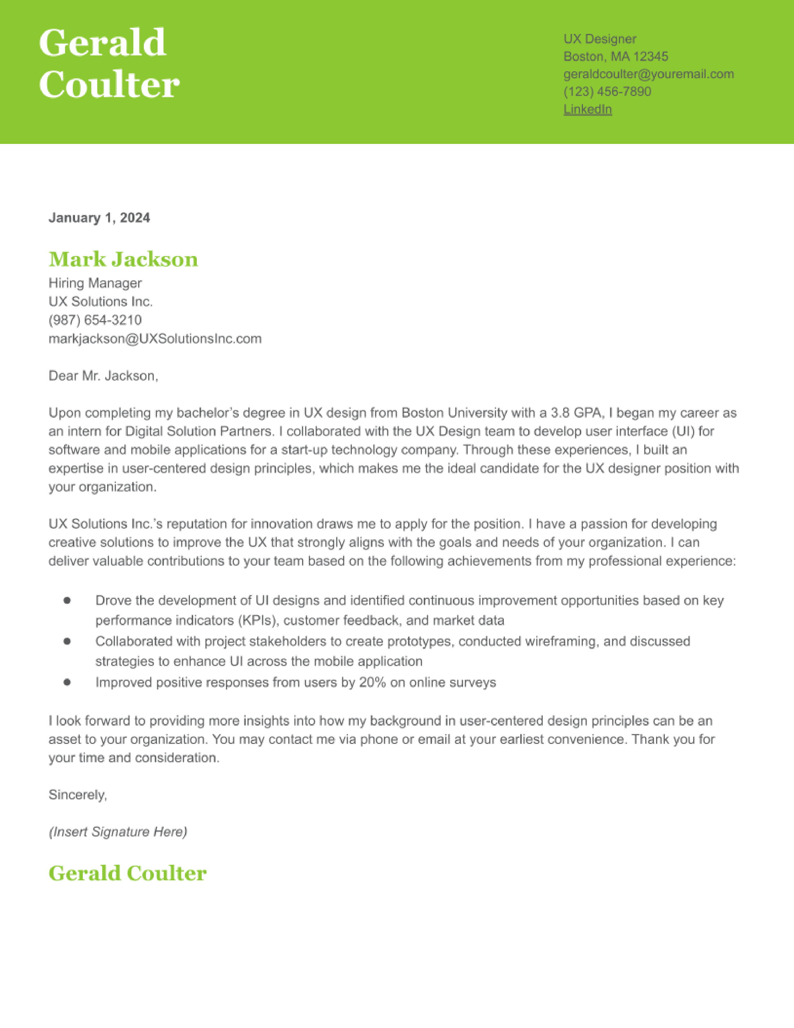 UX Designer Cover Letter Examples and Templates for 2024 ...
