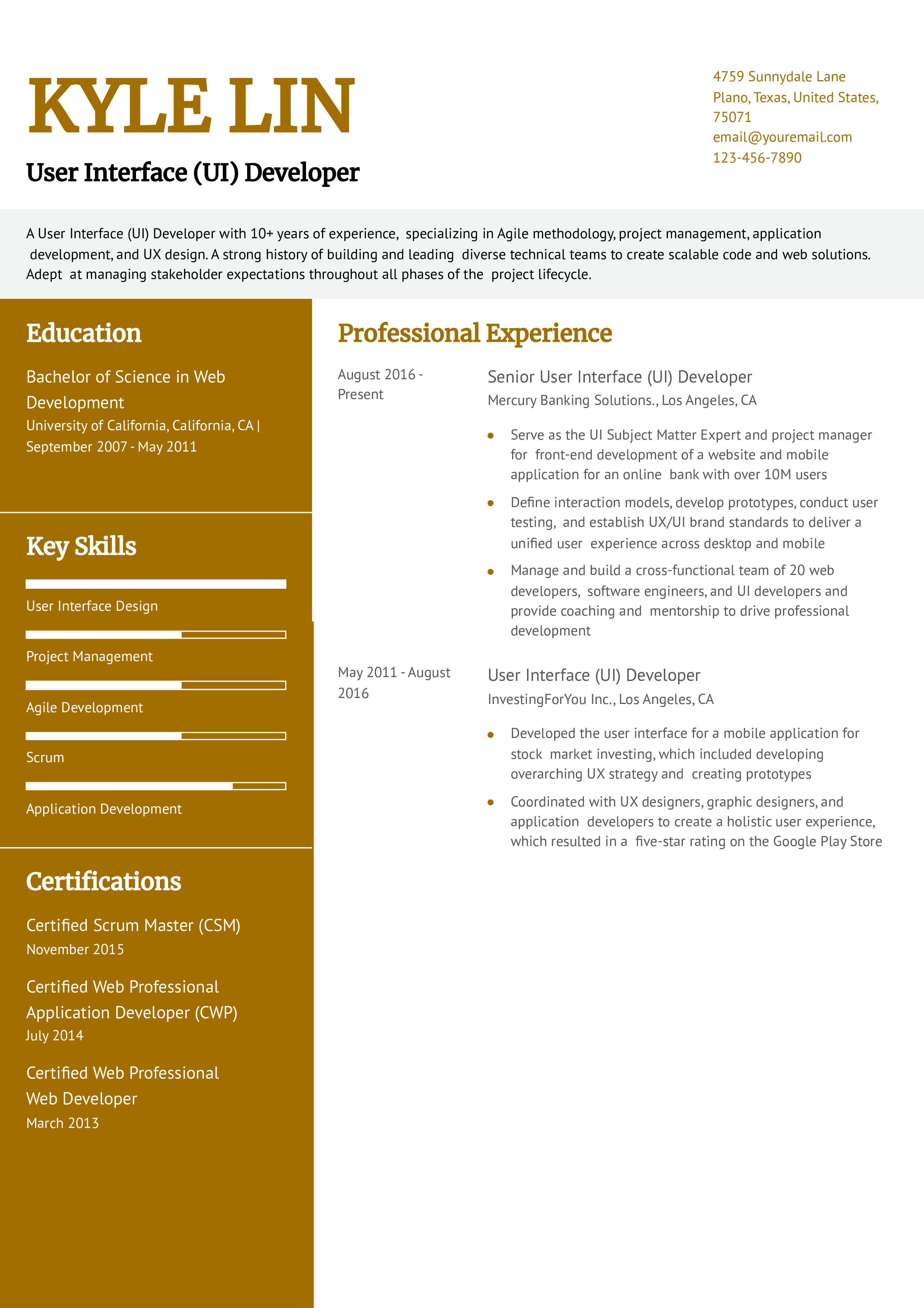 User Interface Developer Resume Examples and Templates for 2024 ...