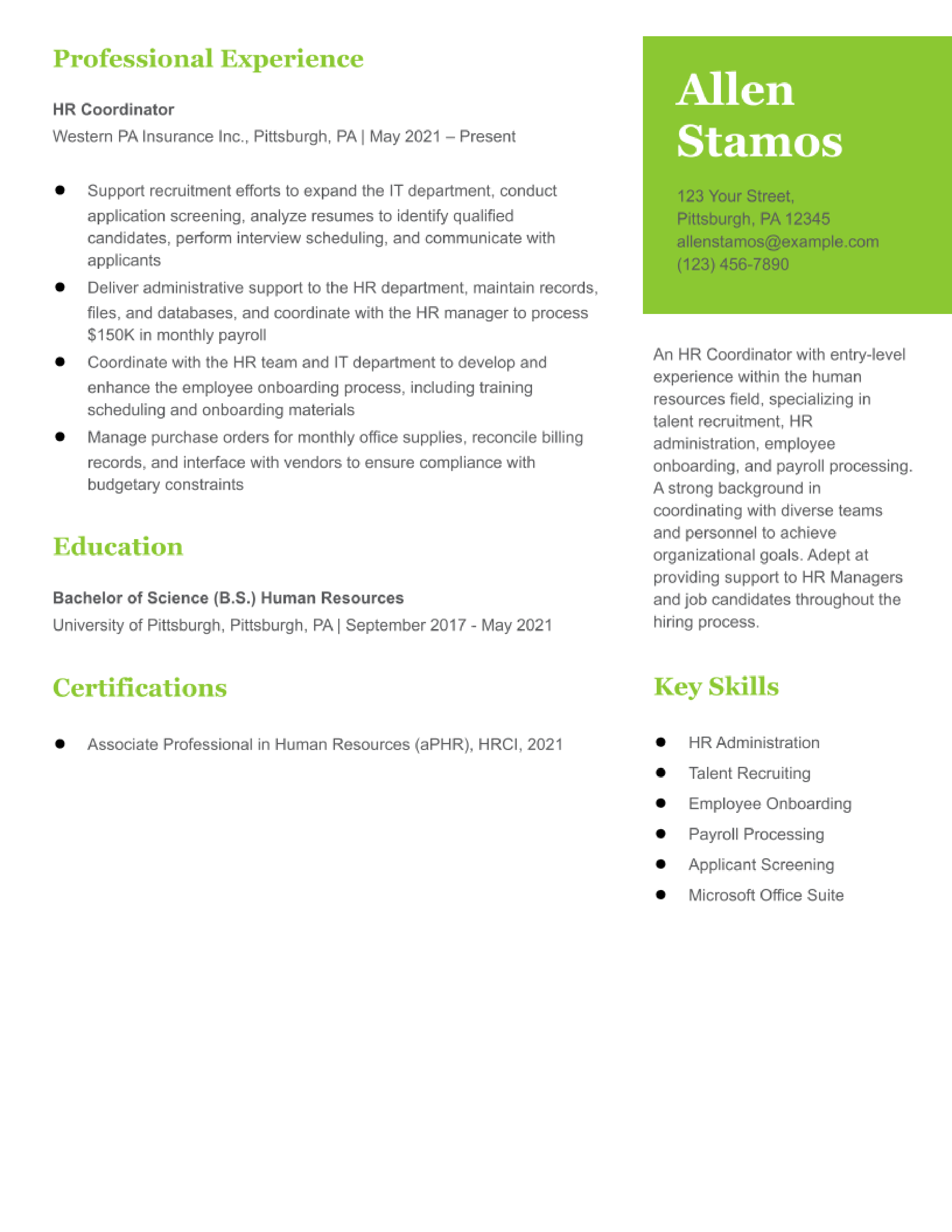 HR Coordinator Resume Examples and Templates for 2023 - ResumeBuilder.com