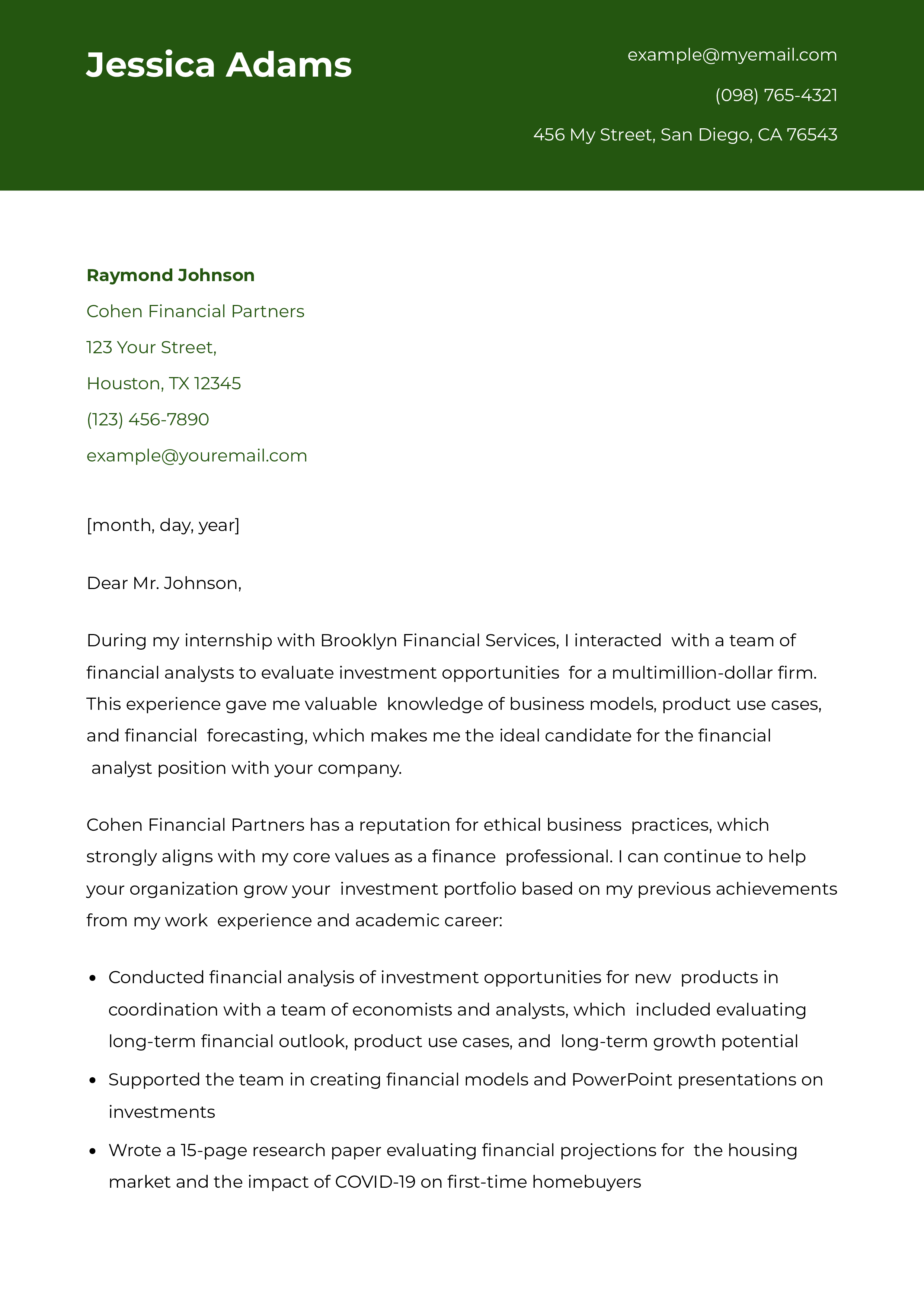 Recent Graduate Cover Letter Examples and Templates for 2024 ...