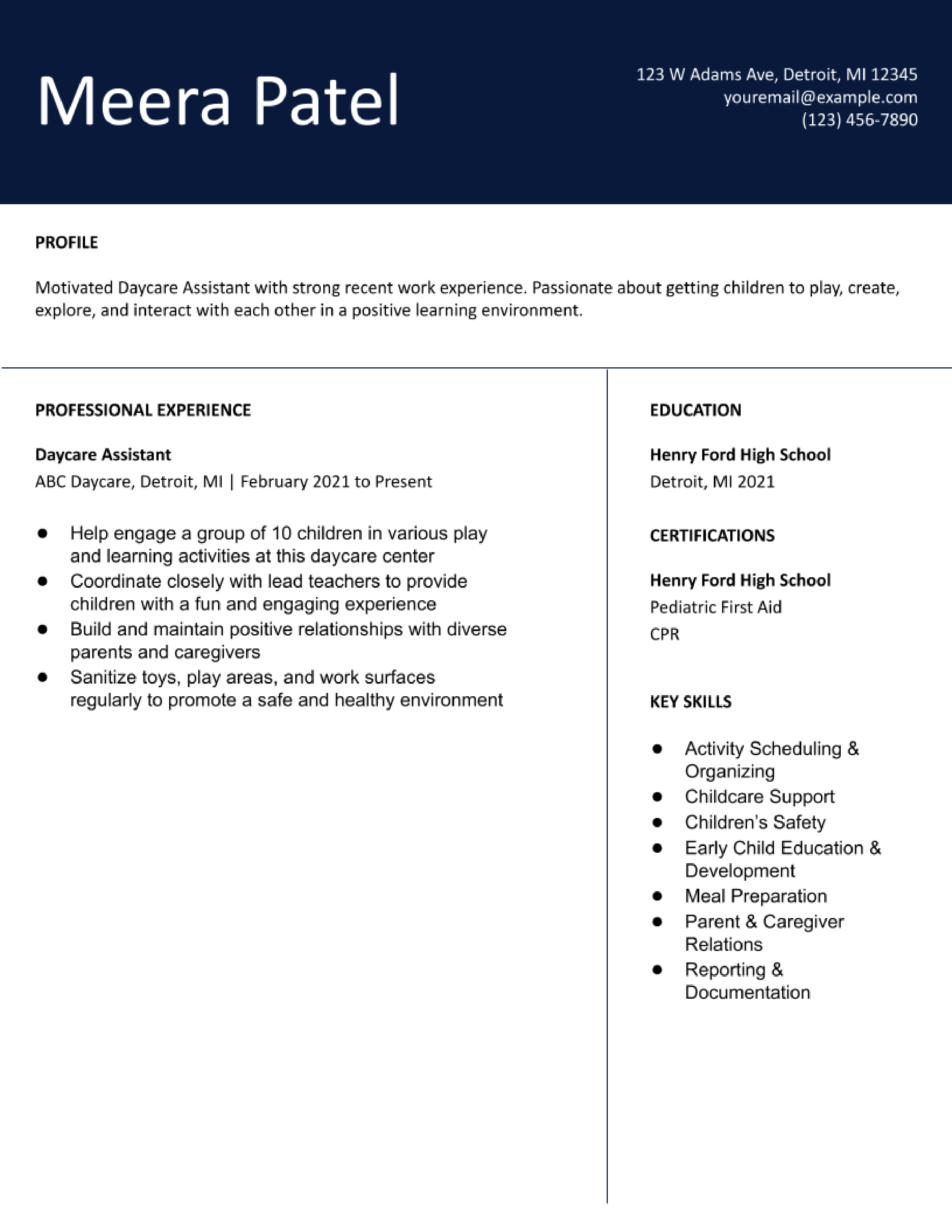 Daycare Assistant Resume Examples and Templates for 2024