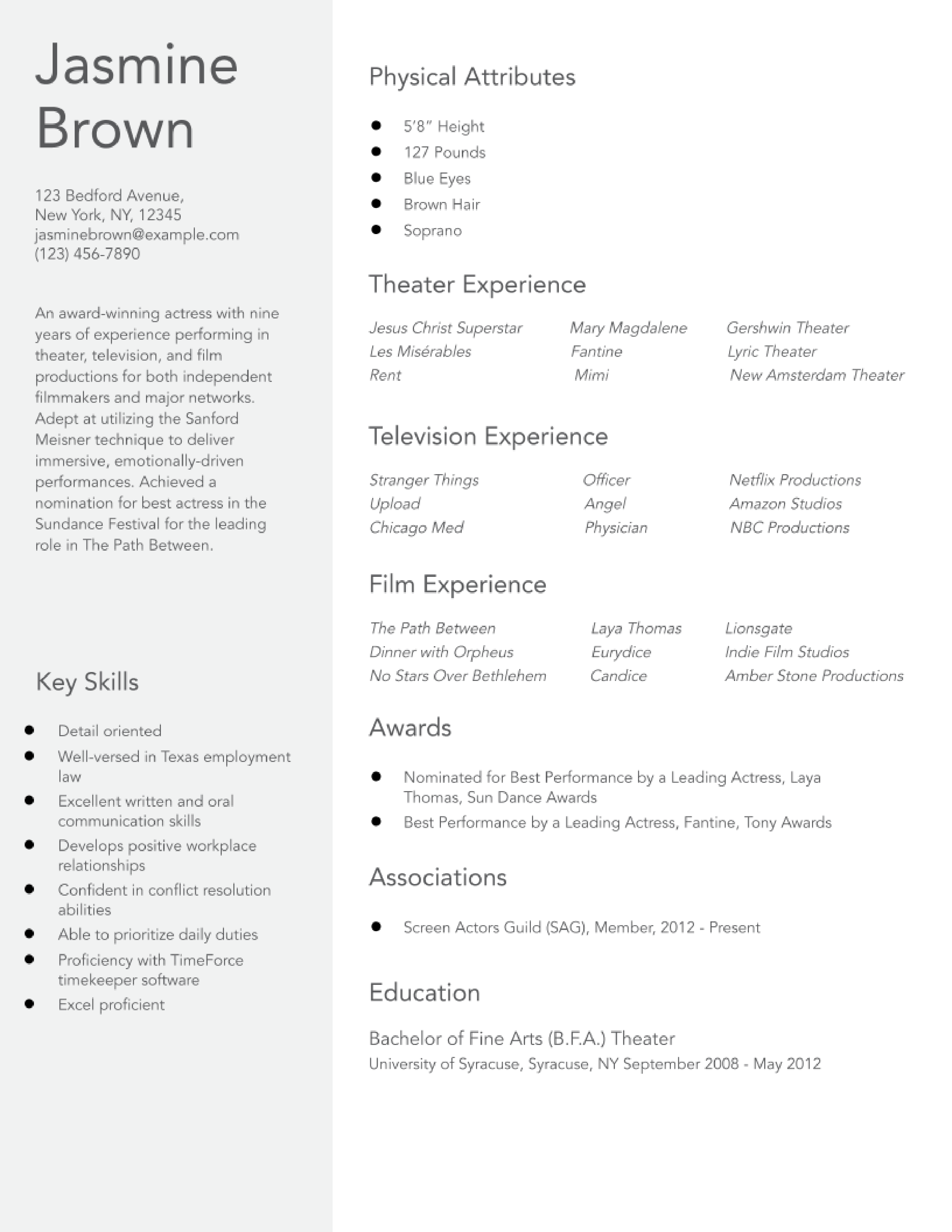 Entertainment Resume Examples and Templates for 2024 ResumeBuilder com
