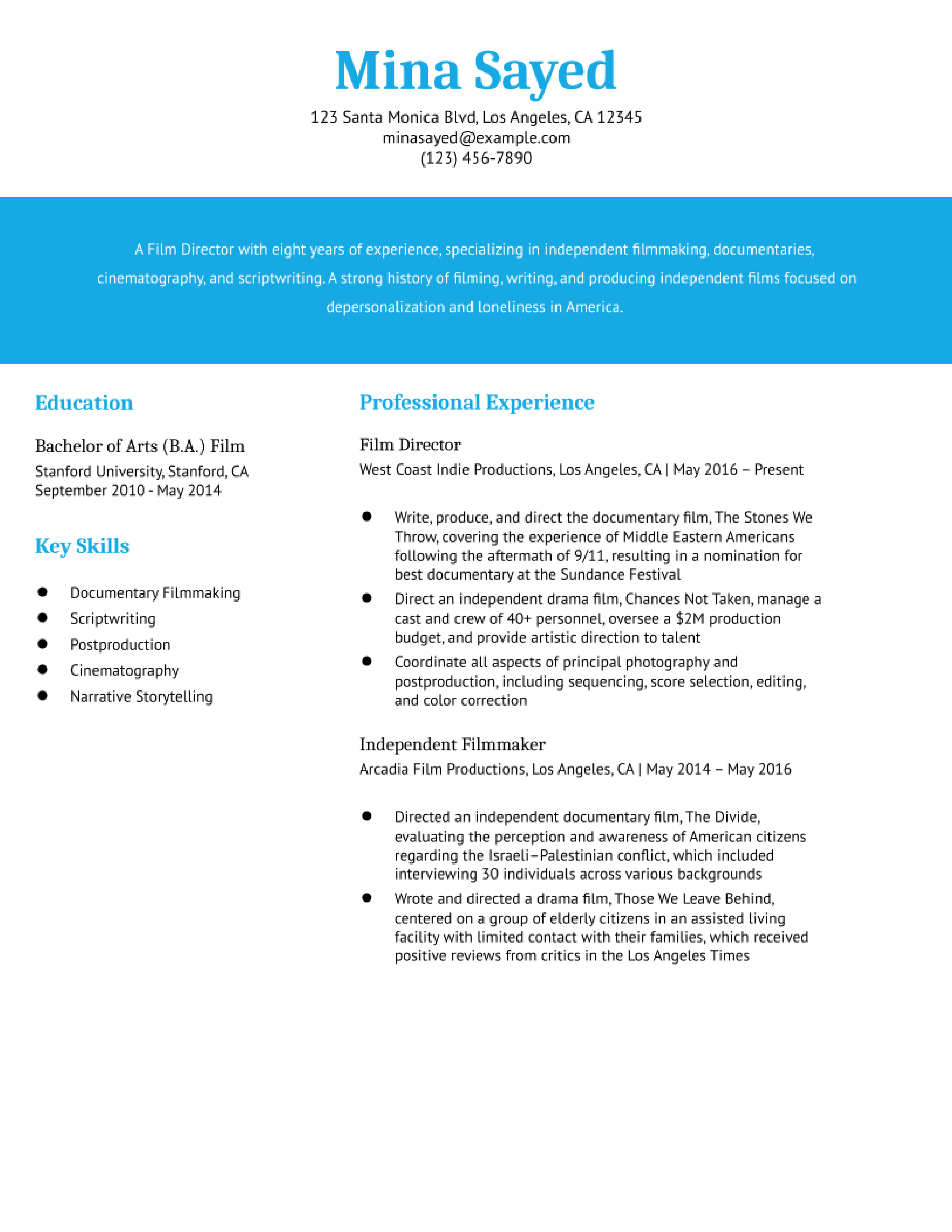 Entertainment Resume Examples and Templates for 2024 - ResumeBuilder.com