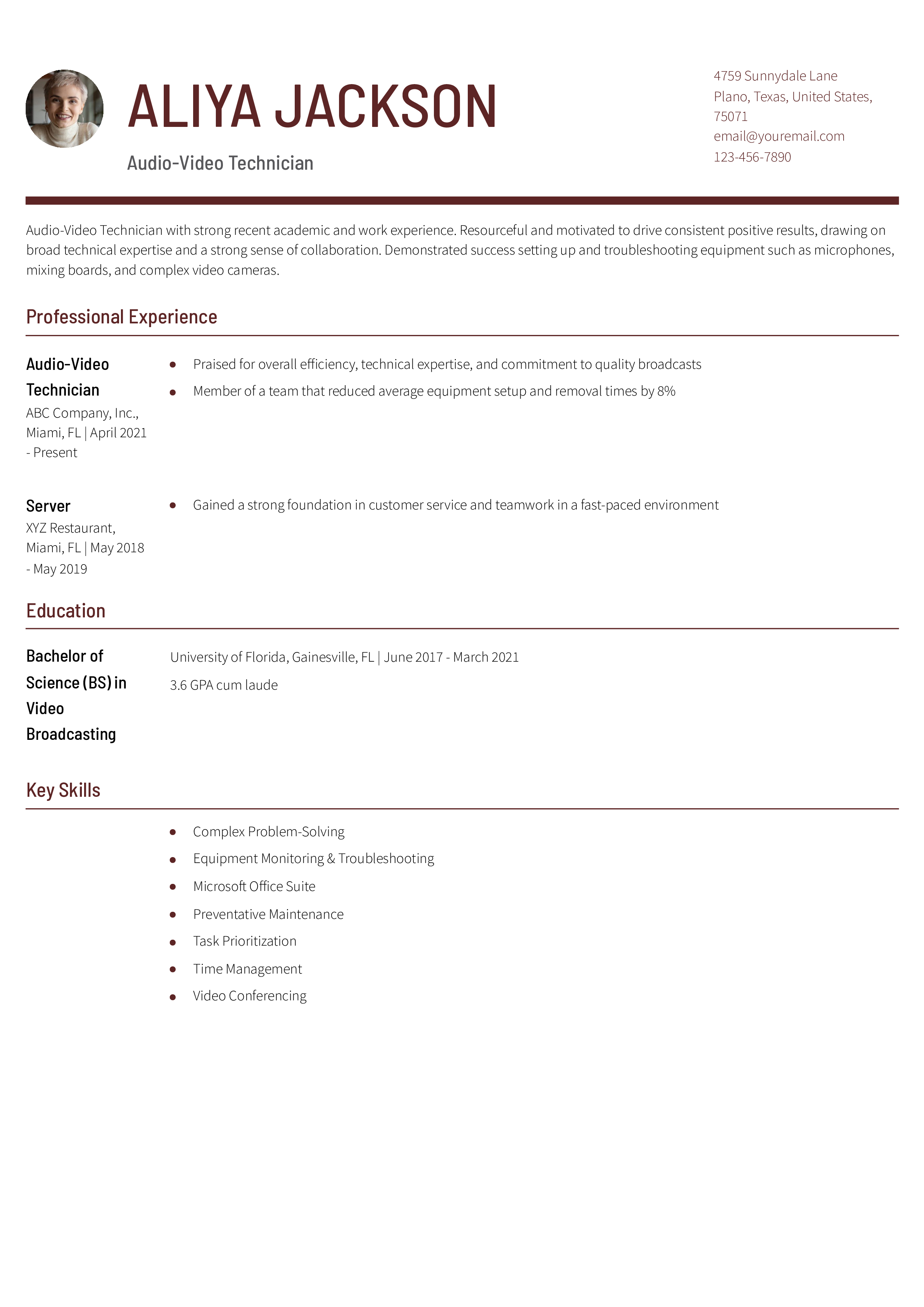 Audio Video Technician Resume Examples and Templates for 2024