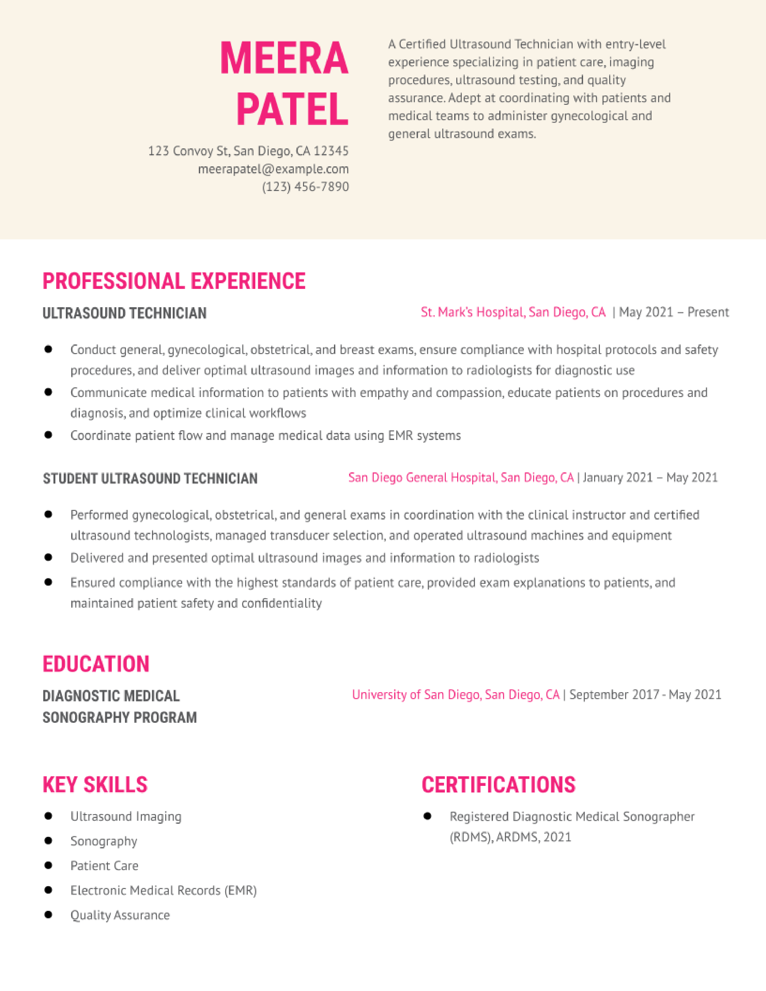 Ultrasound Technician Resume Examples in 2022 - ResumeBuilder.com