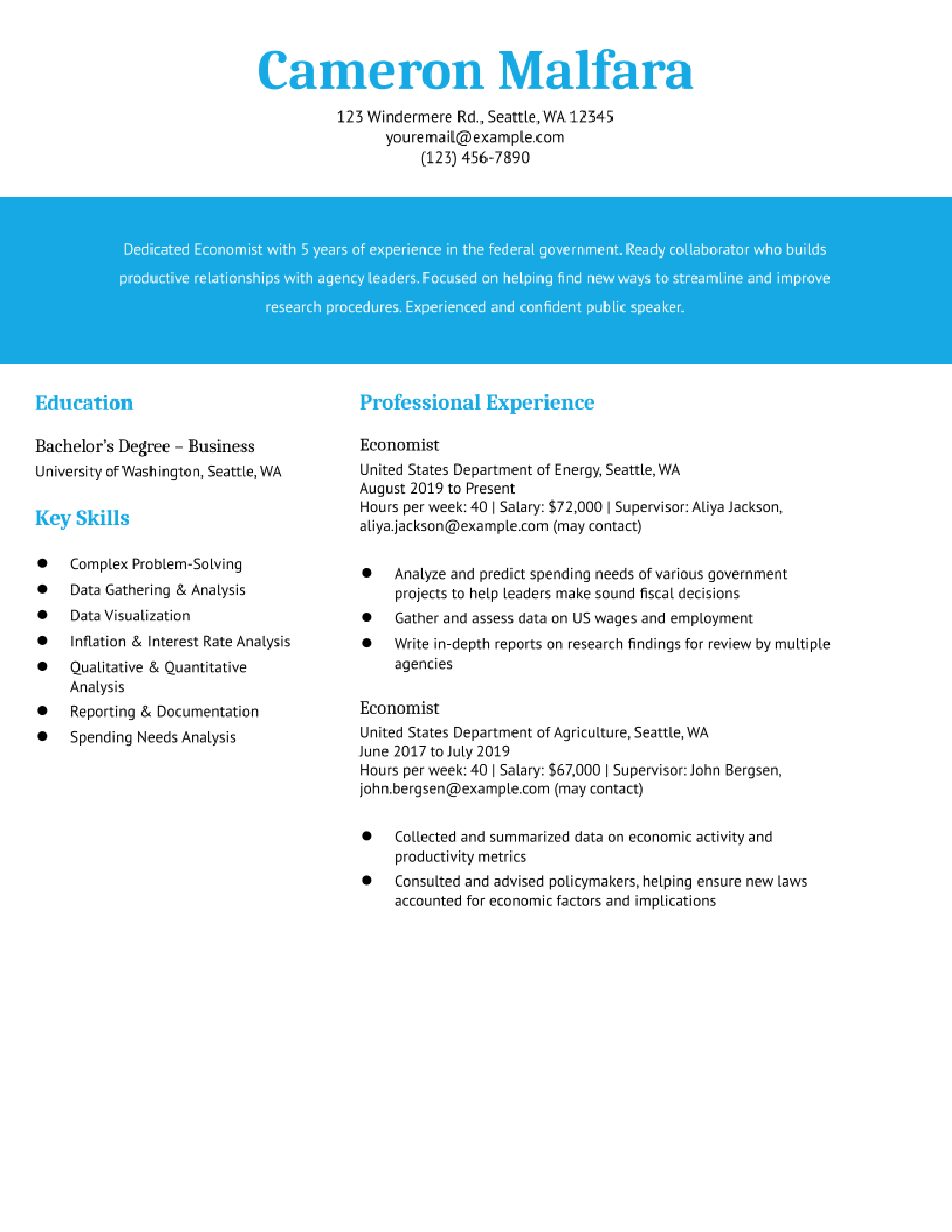 Economist Resume Examples and Templates for 2023 - ResumeBuilder.com