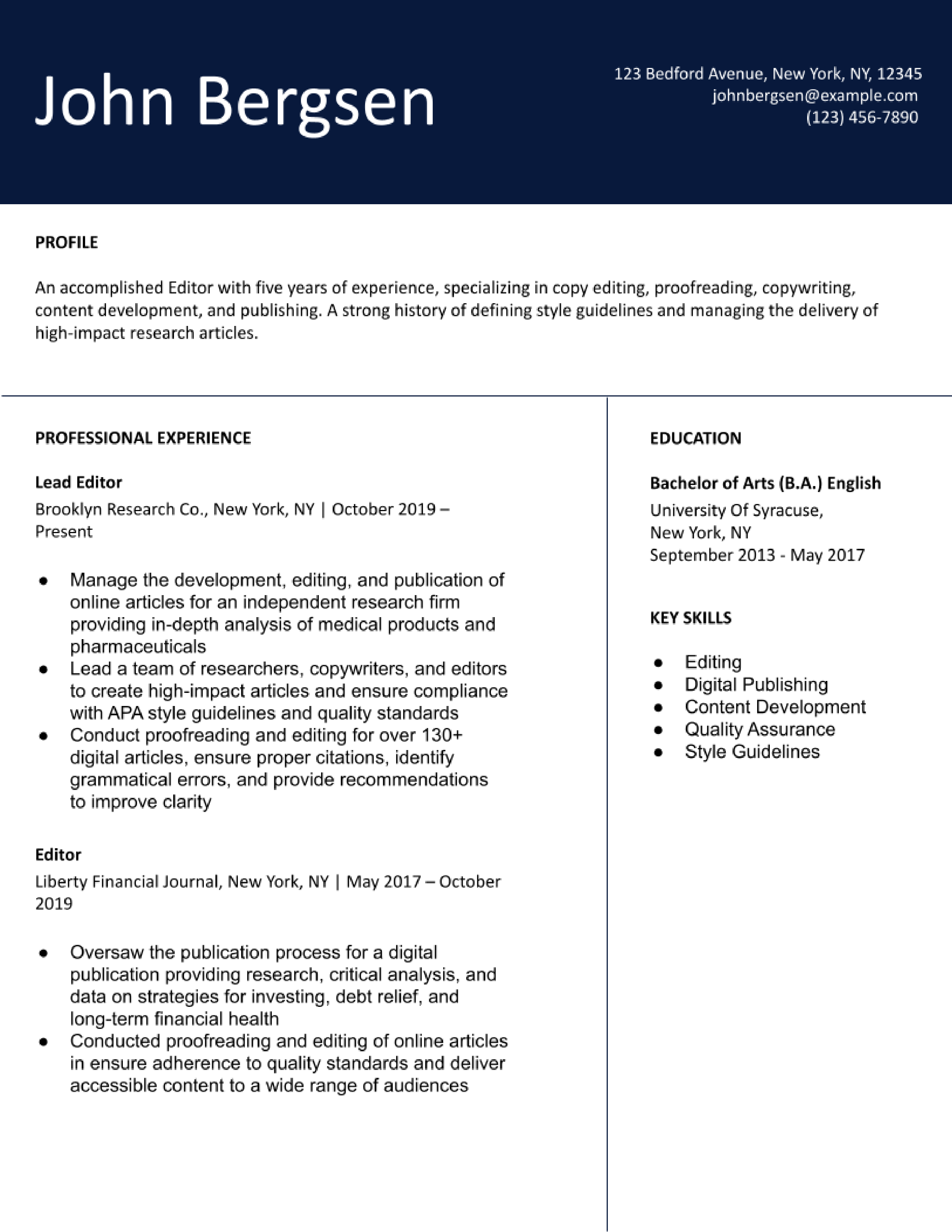 Editor Resume Examples and Templates for 2024