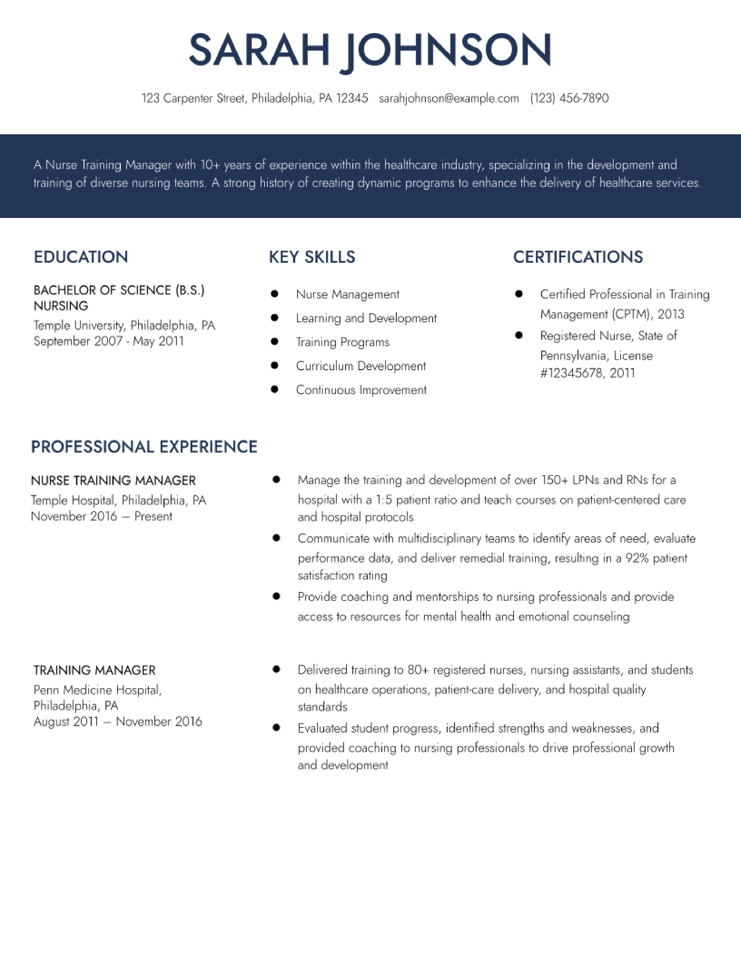Training Manager Resume Examples and Templates for 2024