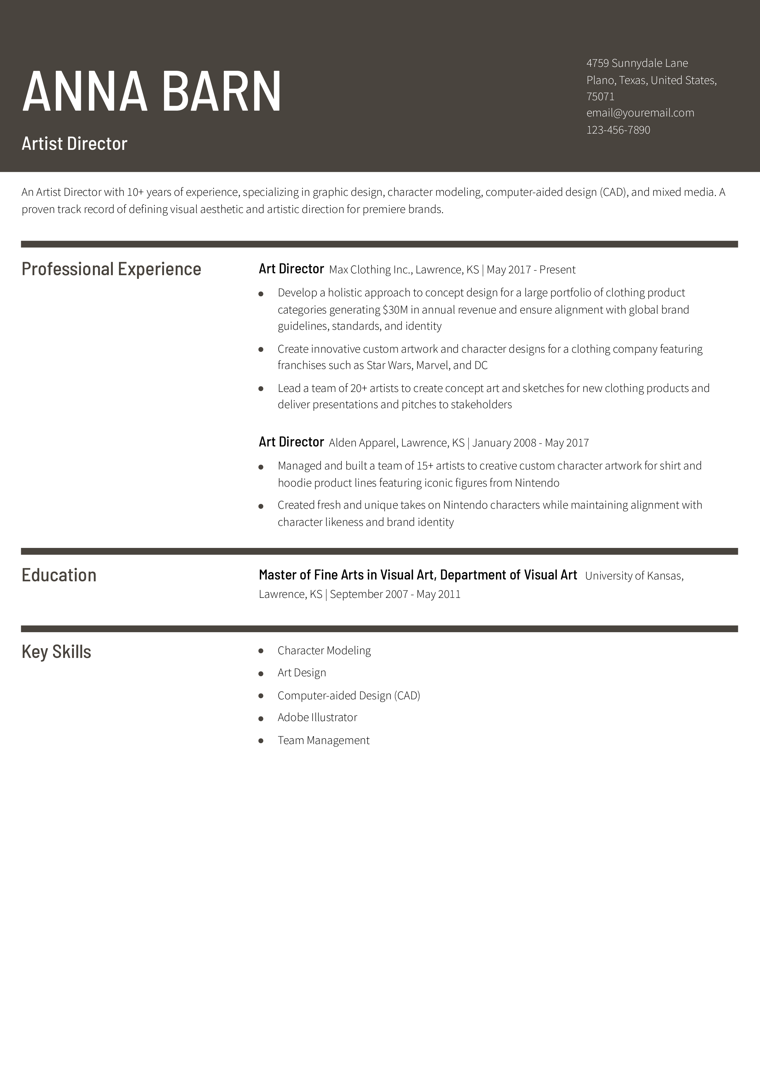 Artist Resume Examples and Templates for 2024