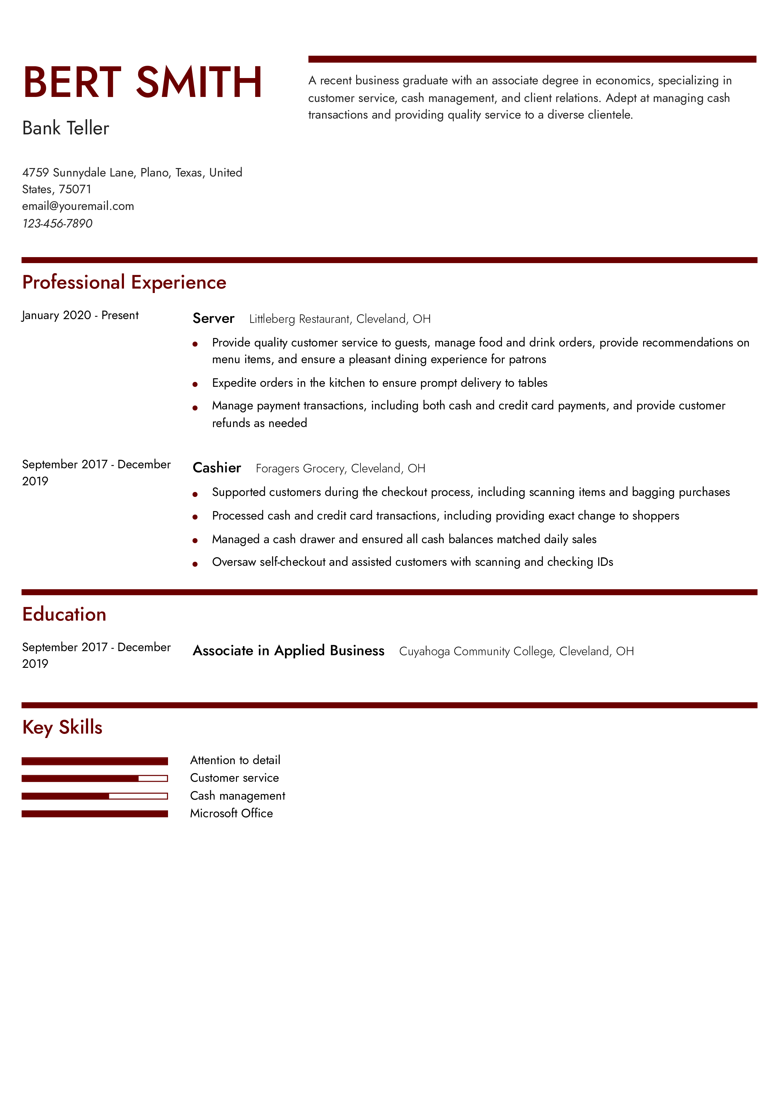 Bank Teller Resume Examples and Templates for 2024 - ResumeBuilder.com