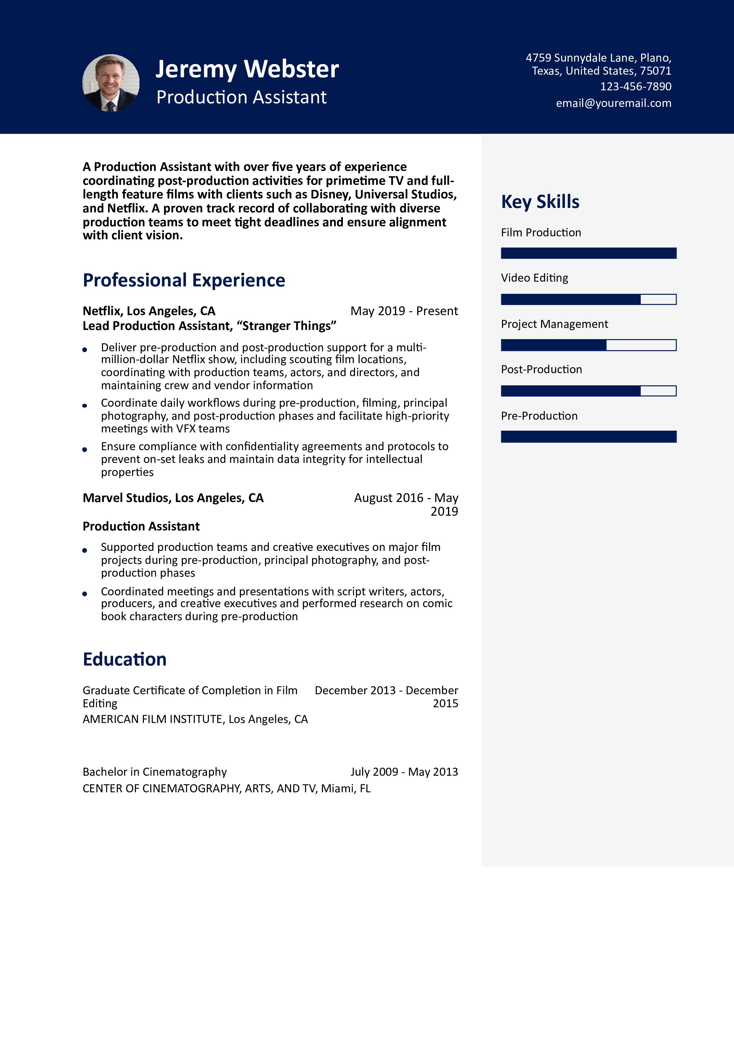 Production Assistant Resume Examples and Templates for 2024