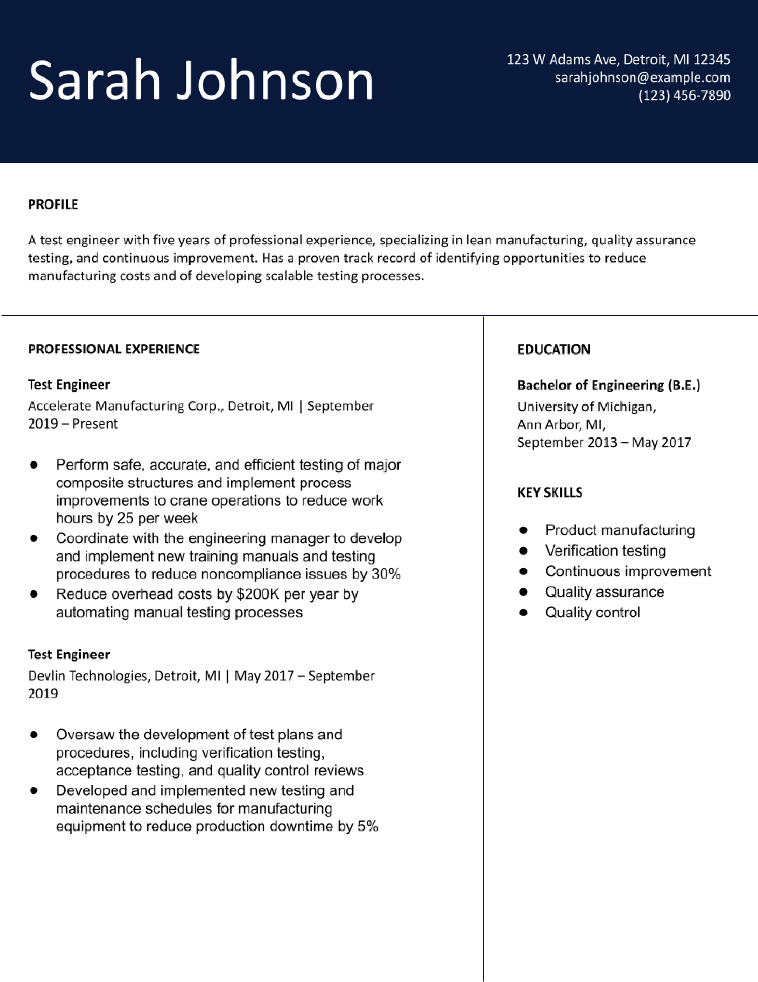 Test Engineer Resume Examples and Templates for 2024