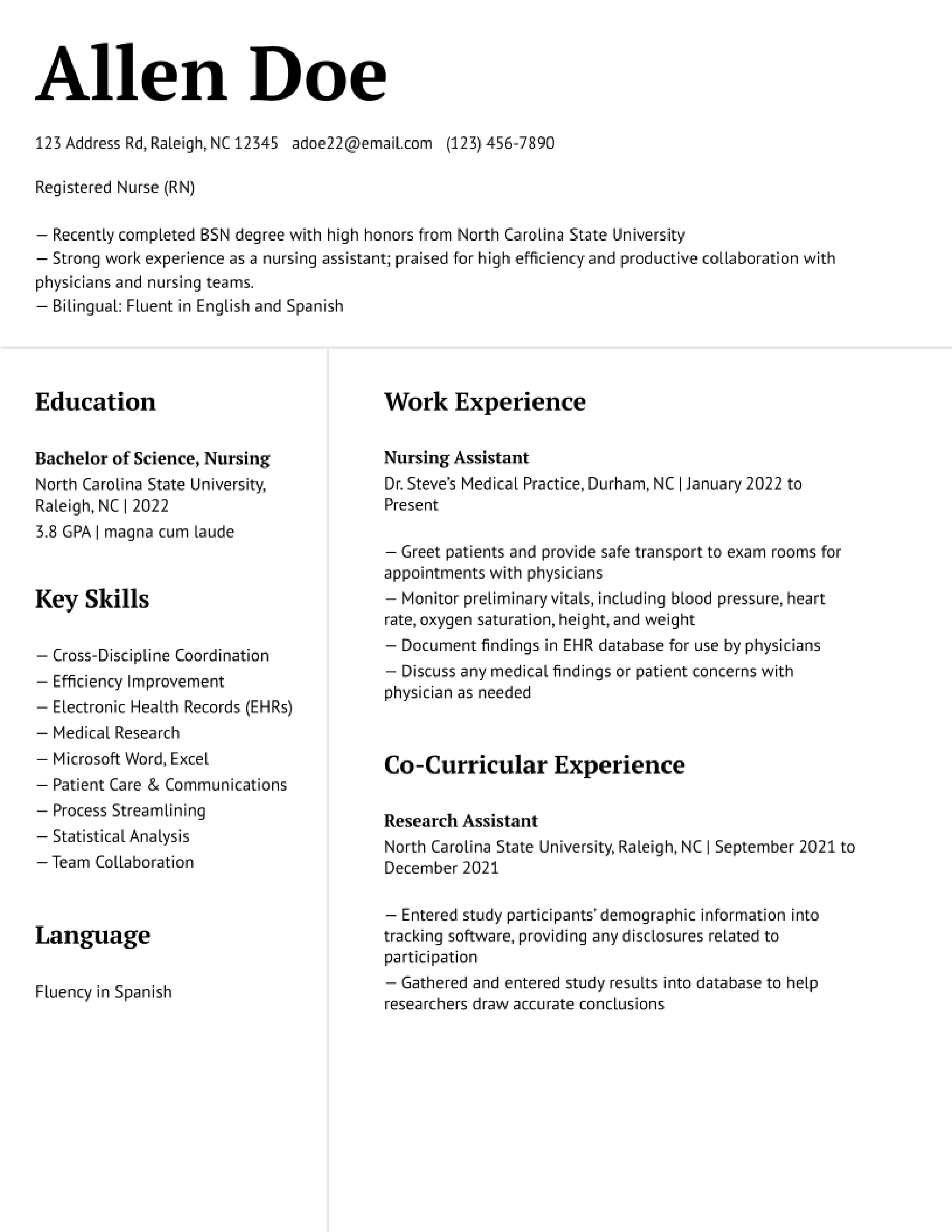 New Grad Nurse Resume Examples and Templates for 2023 - ResumeBuilder.com
