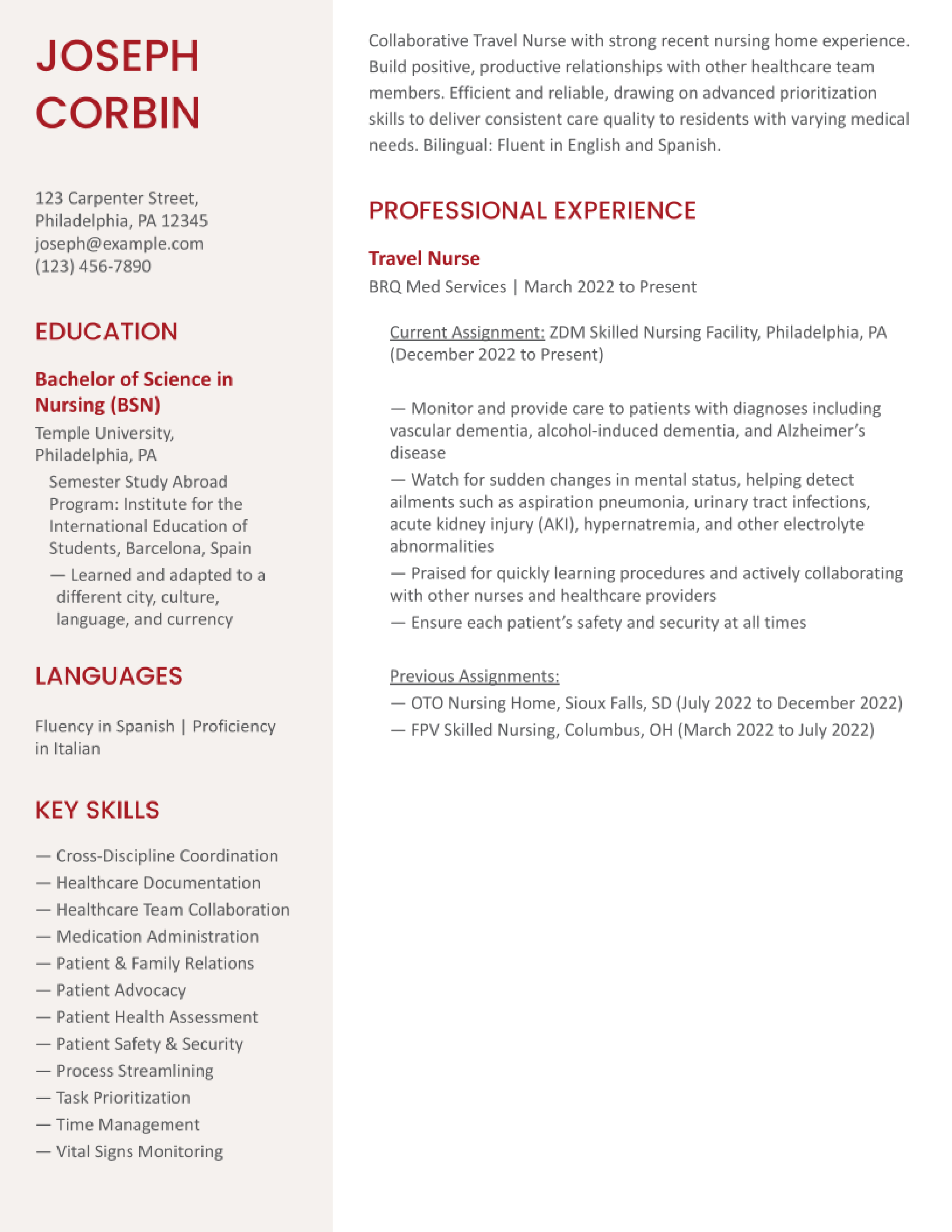 Travel Nurse Resume Examples and Templates for 2023 - ResumeBuilder.com