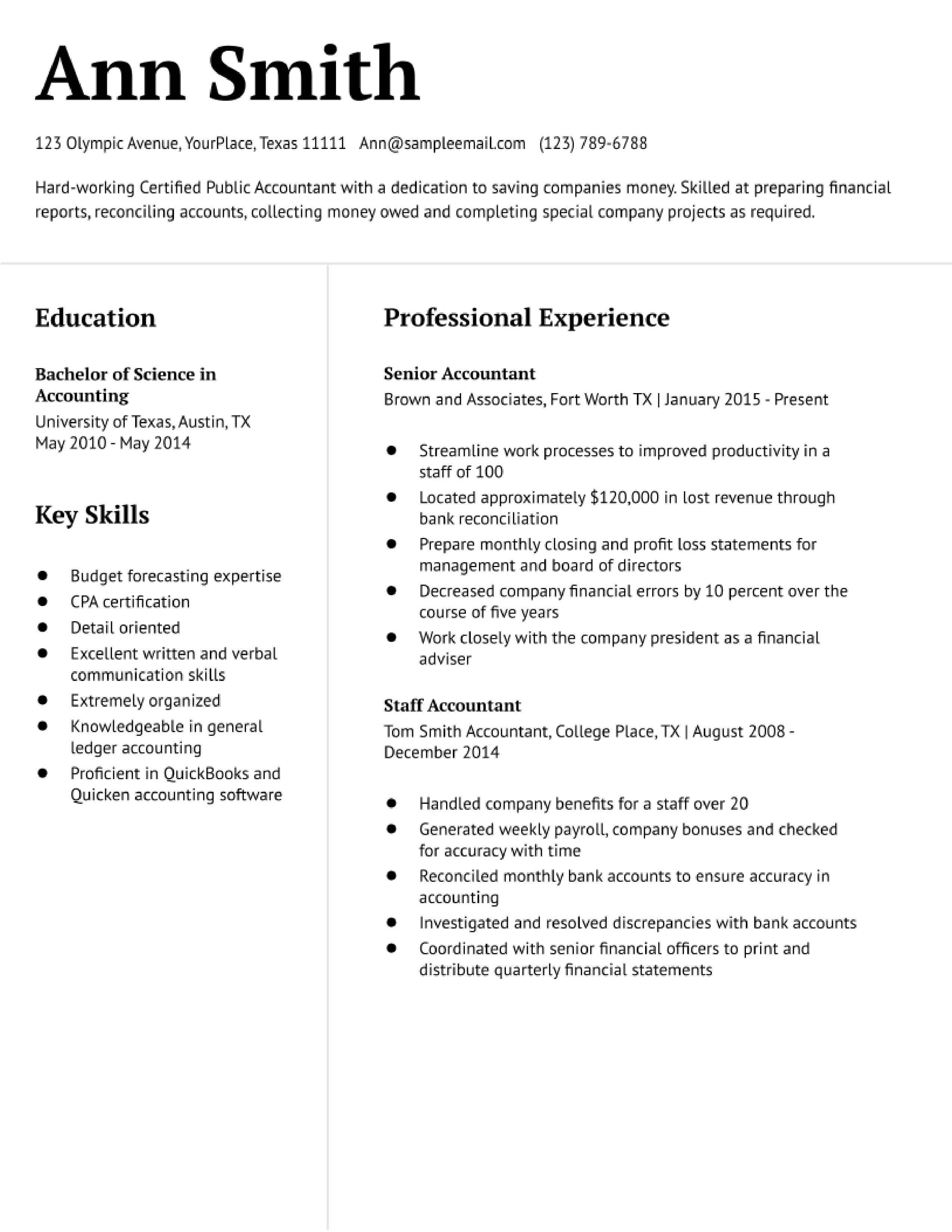 resume examples accounting