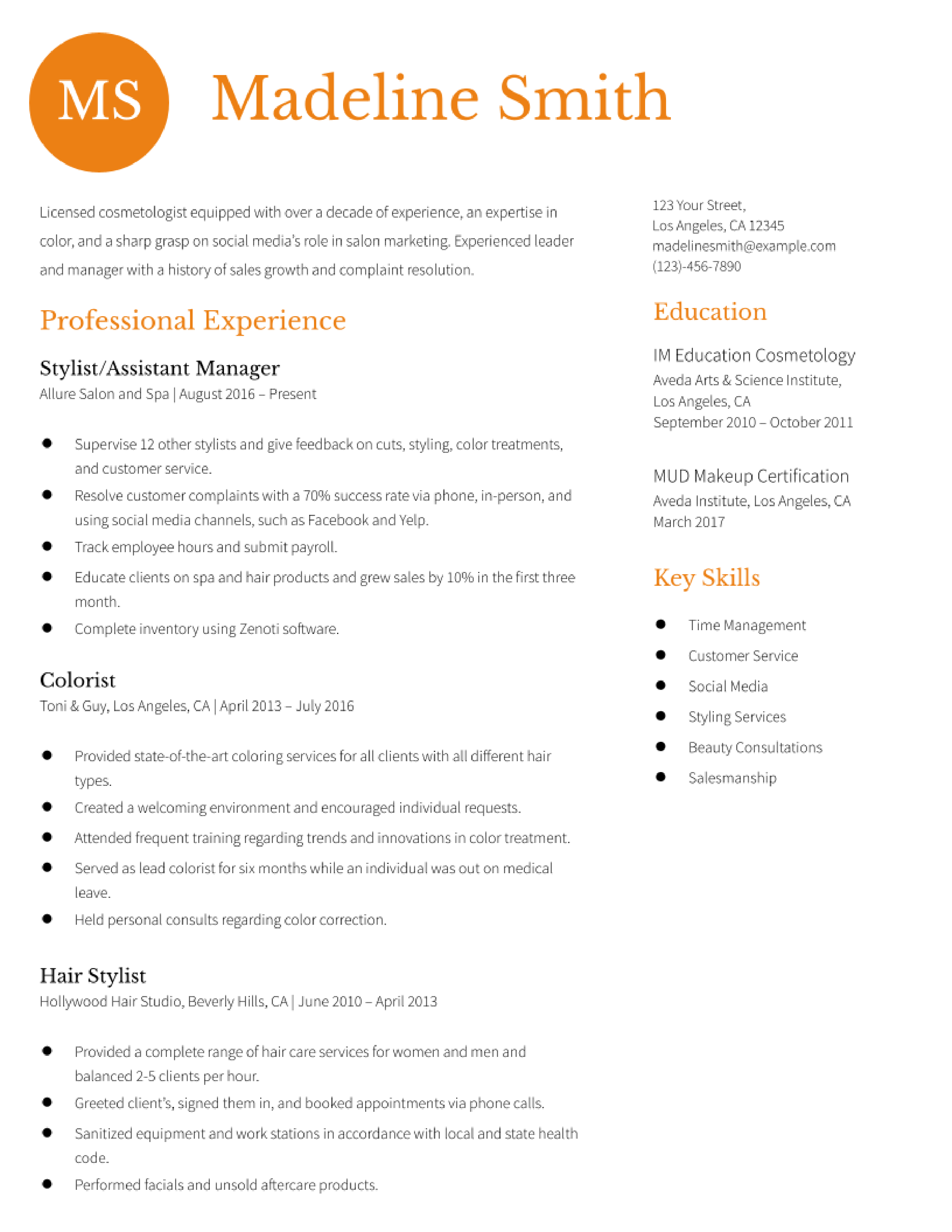 Cosmetology Resume Examples in 2023 