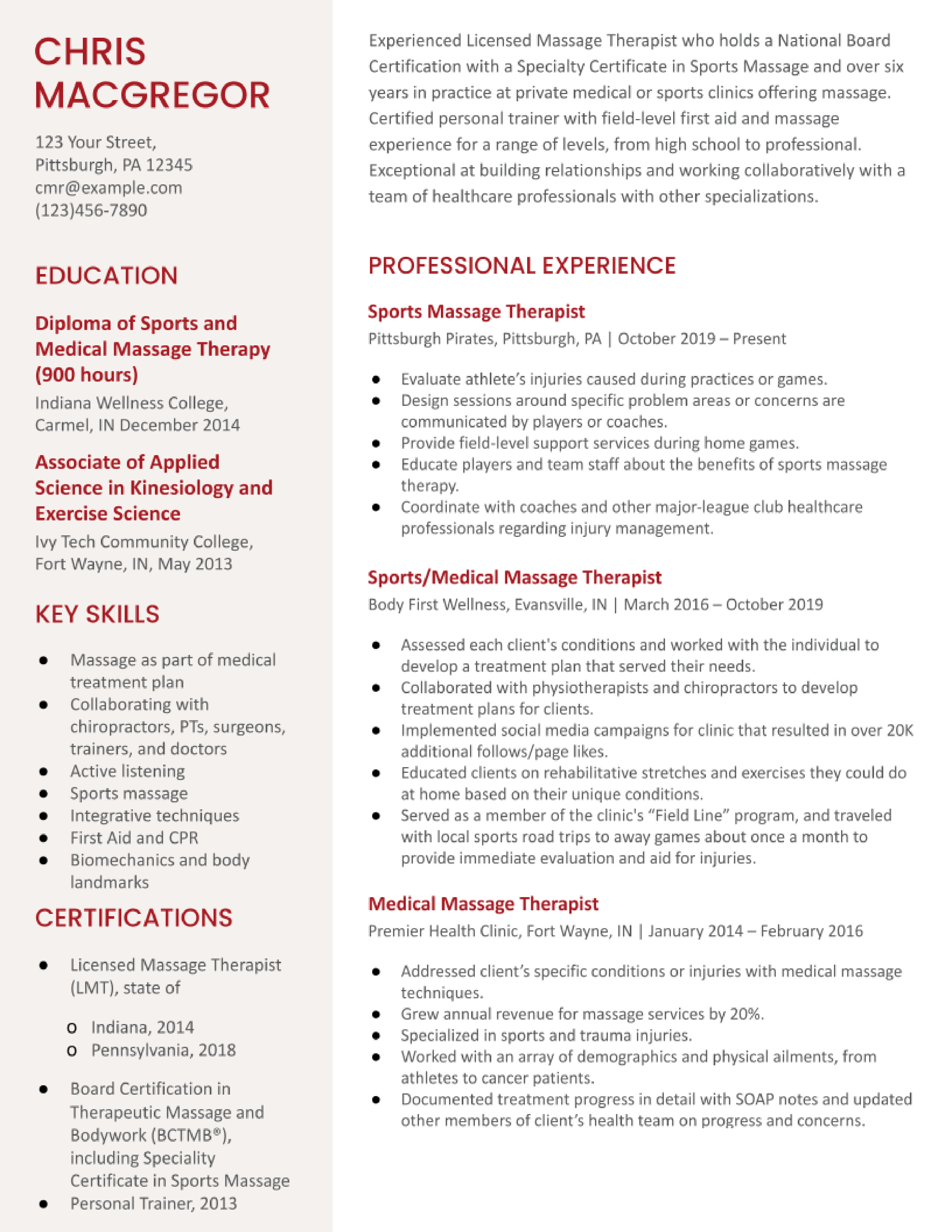 Massage Therapist Resume Examples and Templates for 2023 ResumeBuilder.com