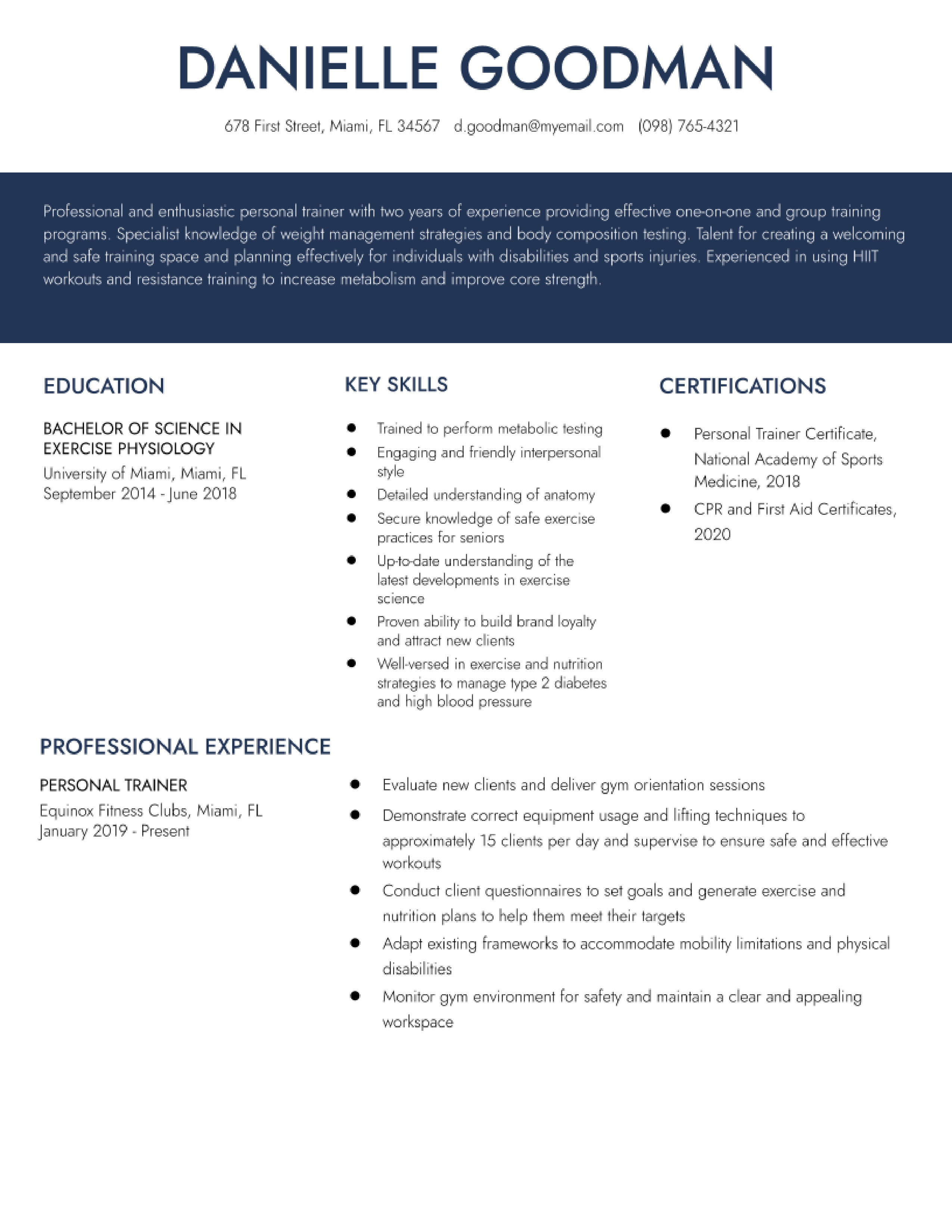 how to make a personal trainer resume