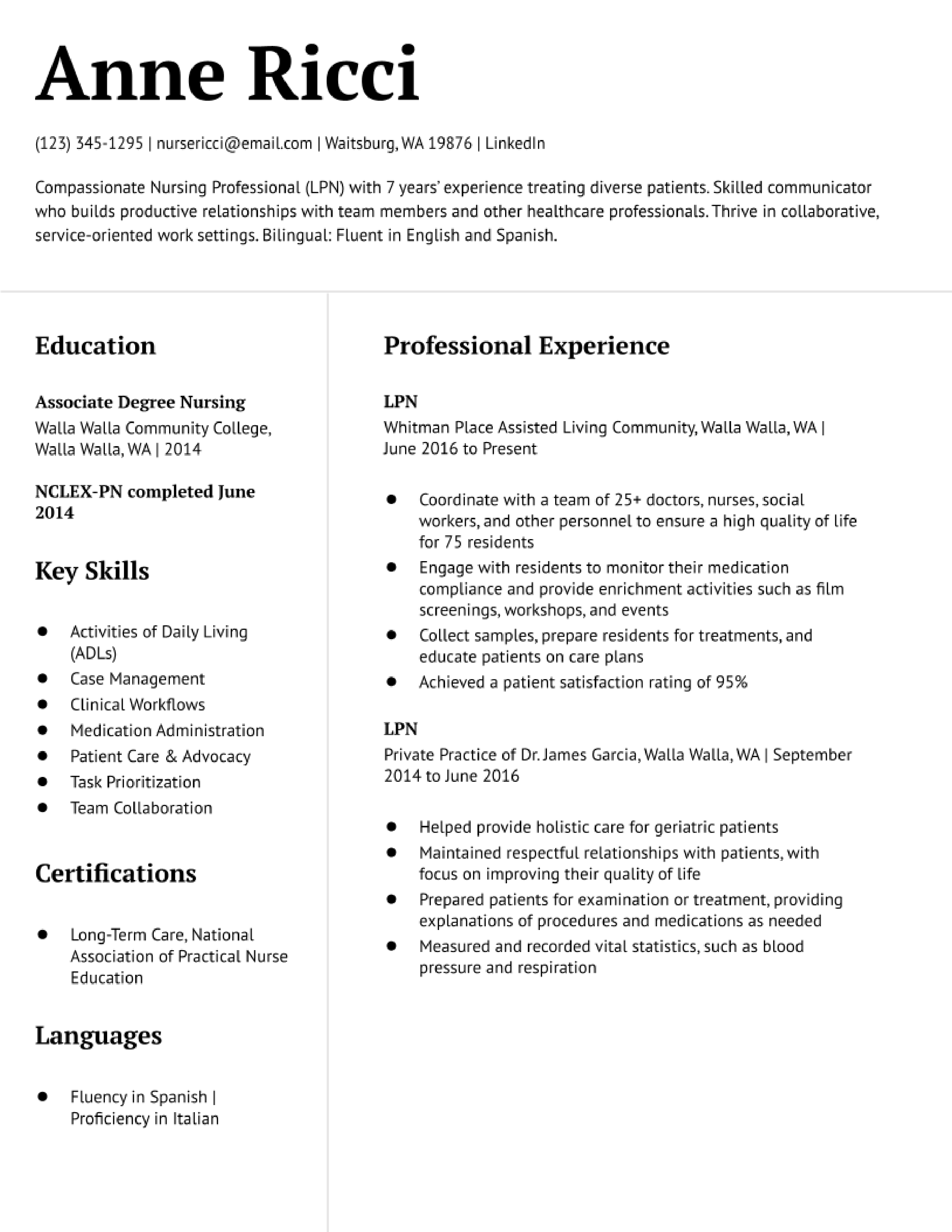 Licensed Practical Nurse (LPN) Resume Templates and Examples for 2024 Licensed Practical Nurse (LPN) Resume Templates and Examples for 2024