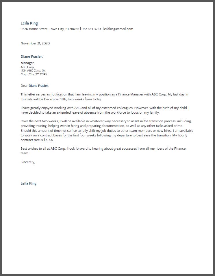 Letter Of Resignation Template from www.resumebuilder.com