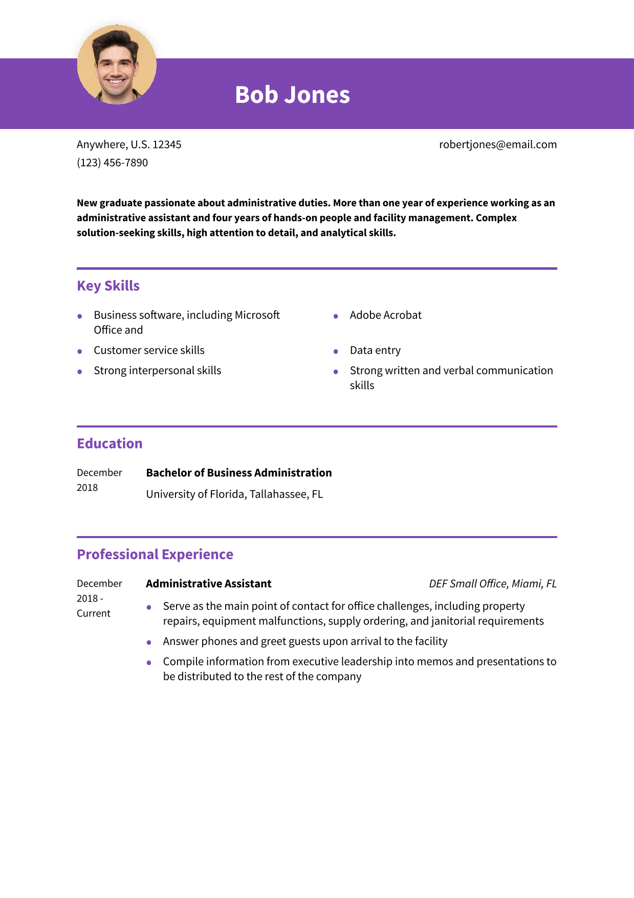 Junior Office Manager Resume Example