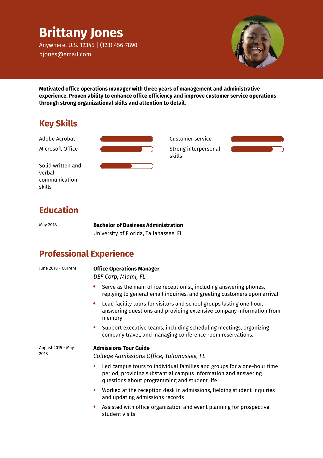 Office Operations Manager Resume Example