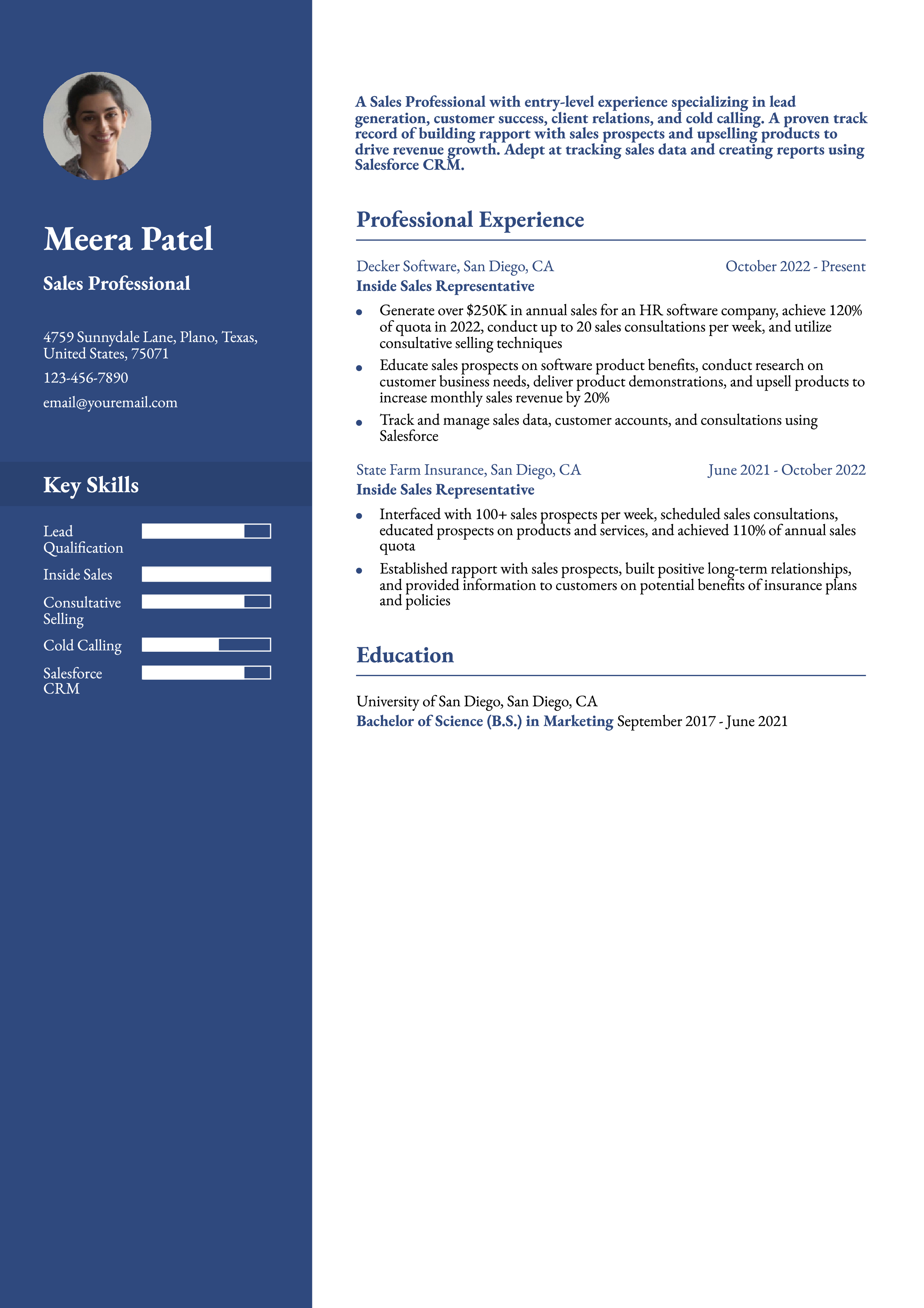 Sales - Entry-Level Resume Example