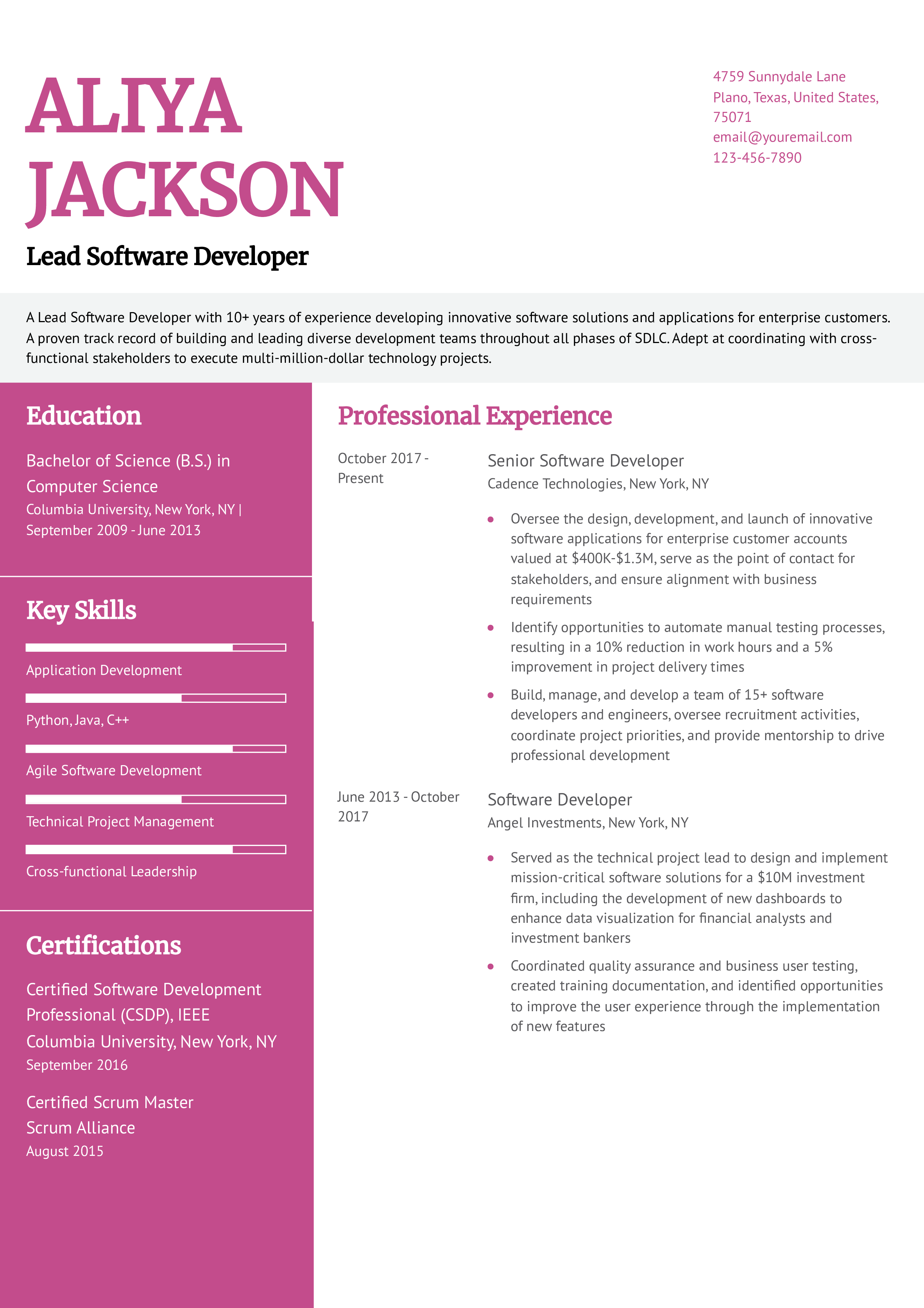 Intuitive Resume Template