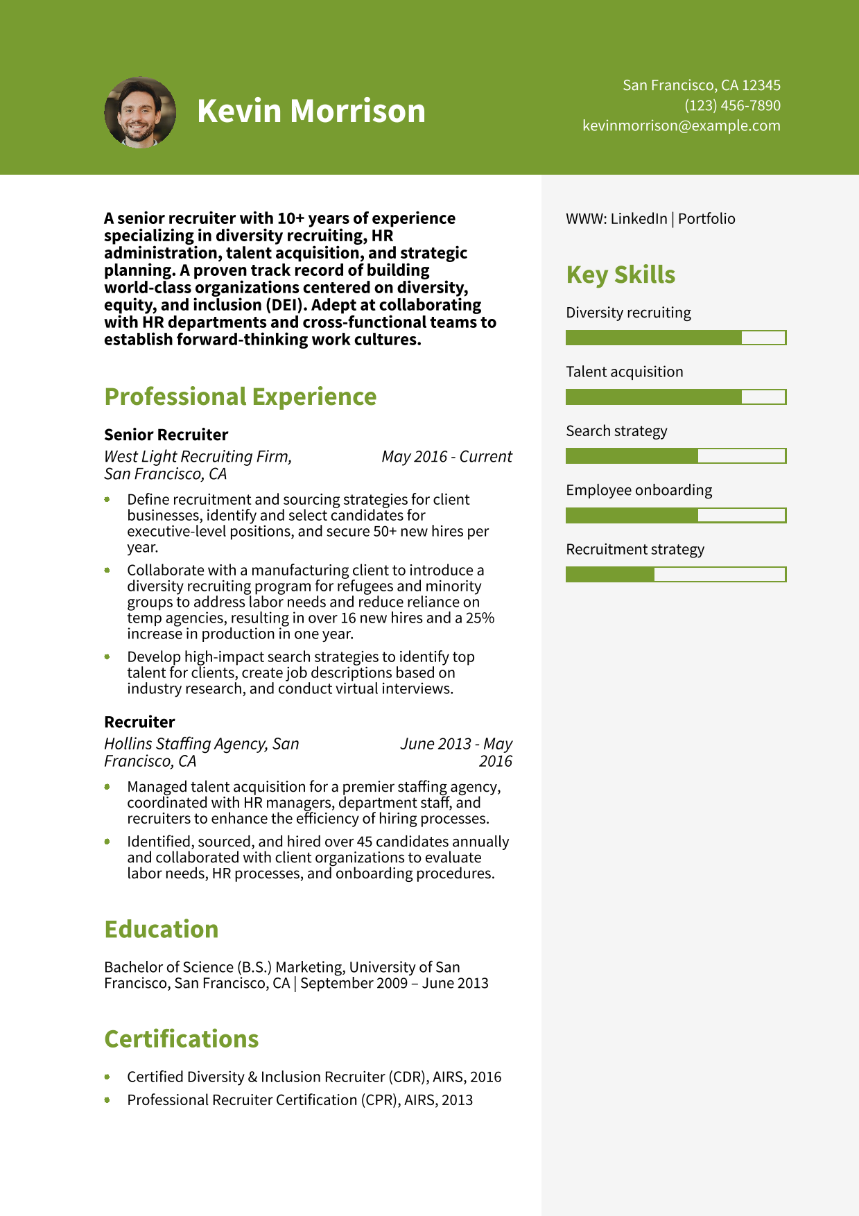 Executive Recruiter Resume Example