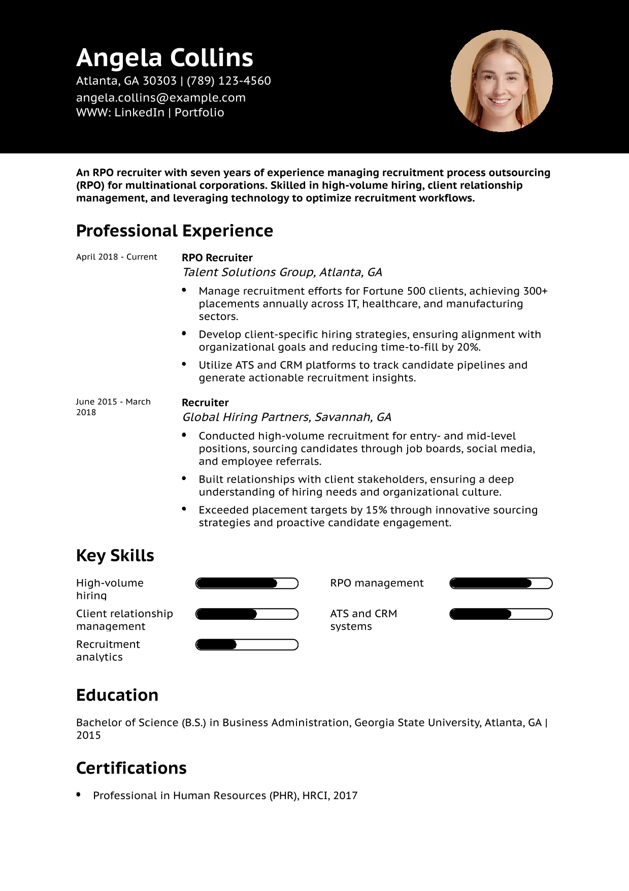 RPO Recruiter Resume Example