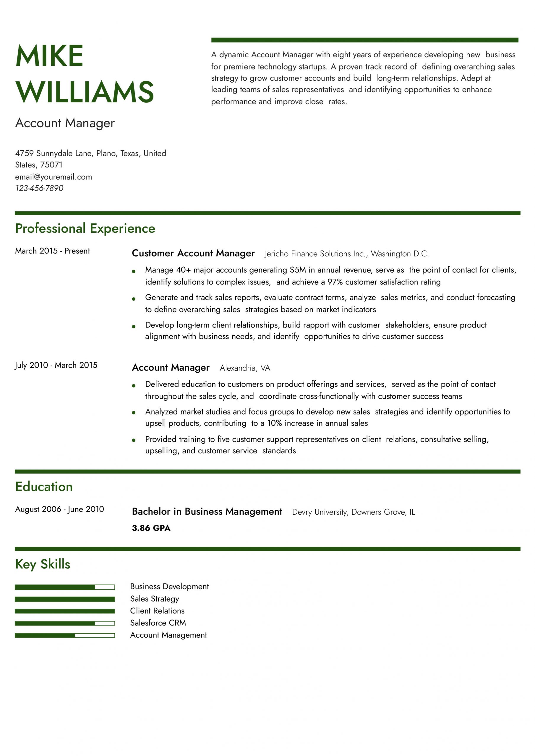 10 Account Manager Resume Examples and Templates for 2025 