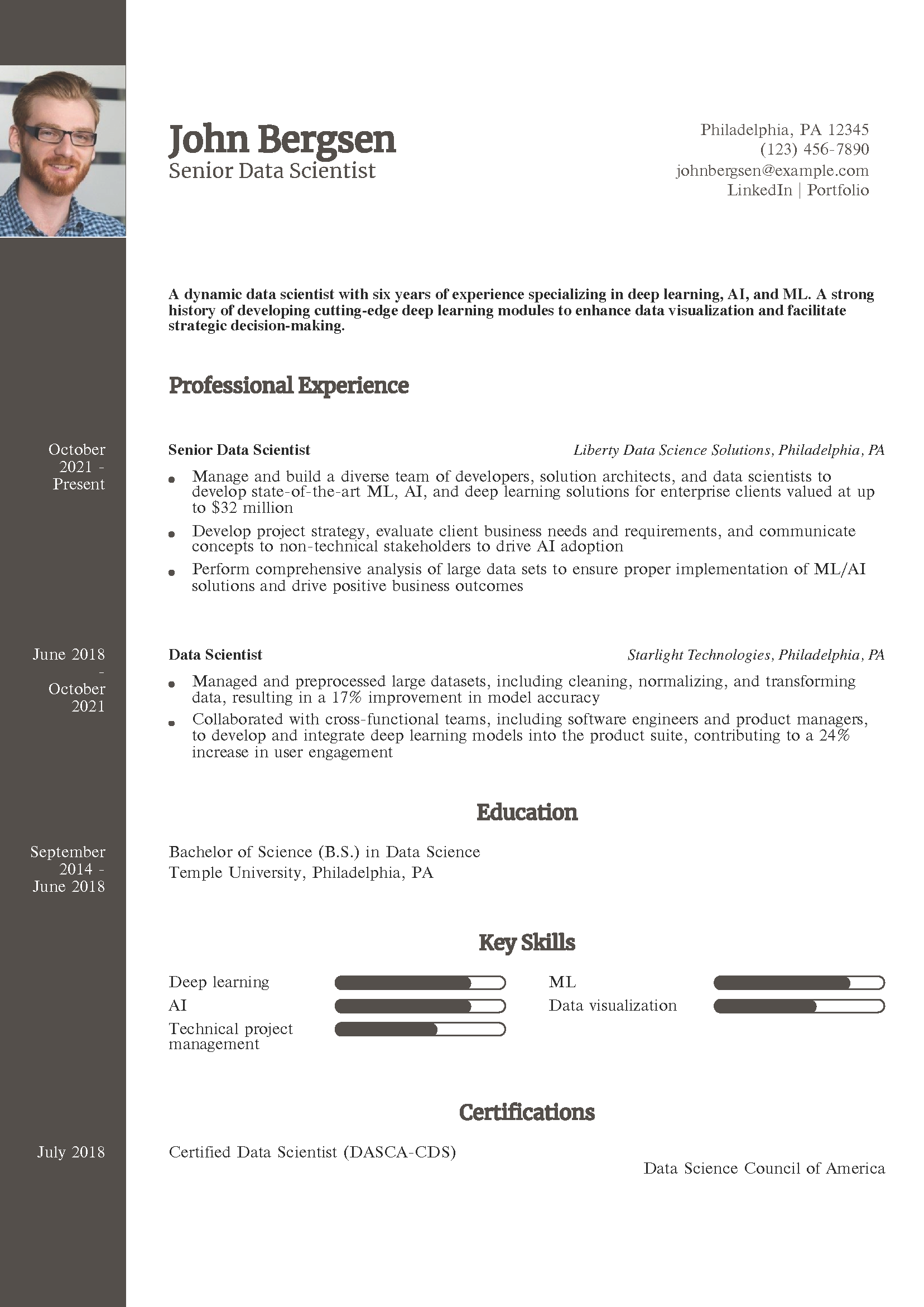 Deep Learning Applications Data Scientist Resume