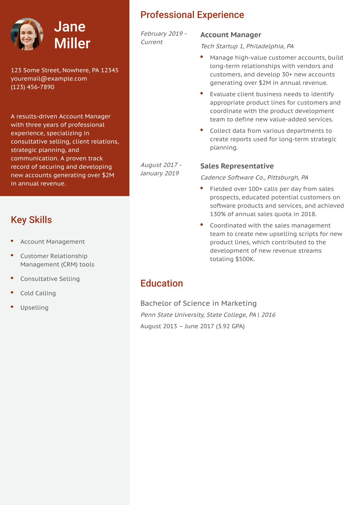 Entry-Level Account Manager Resume Example