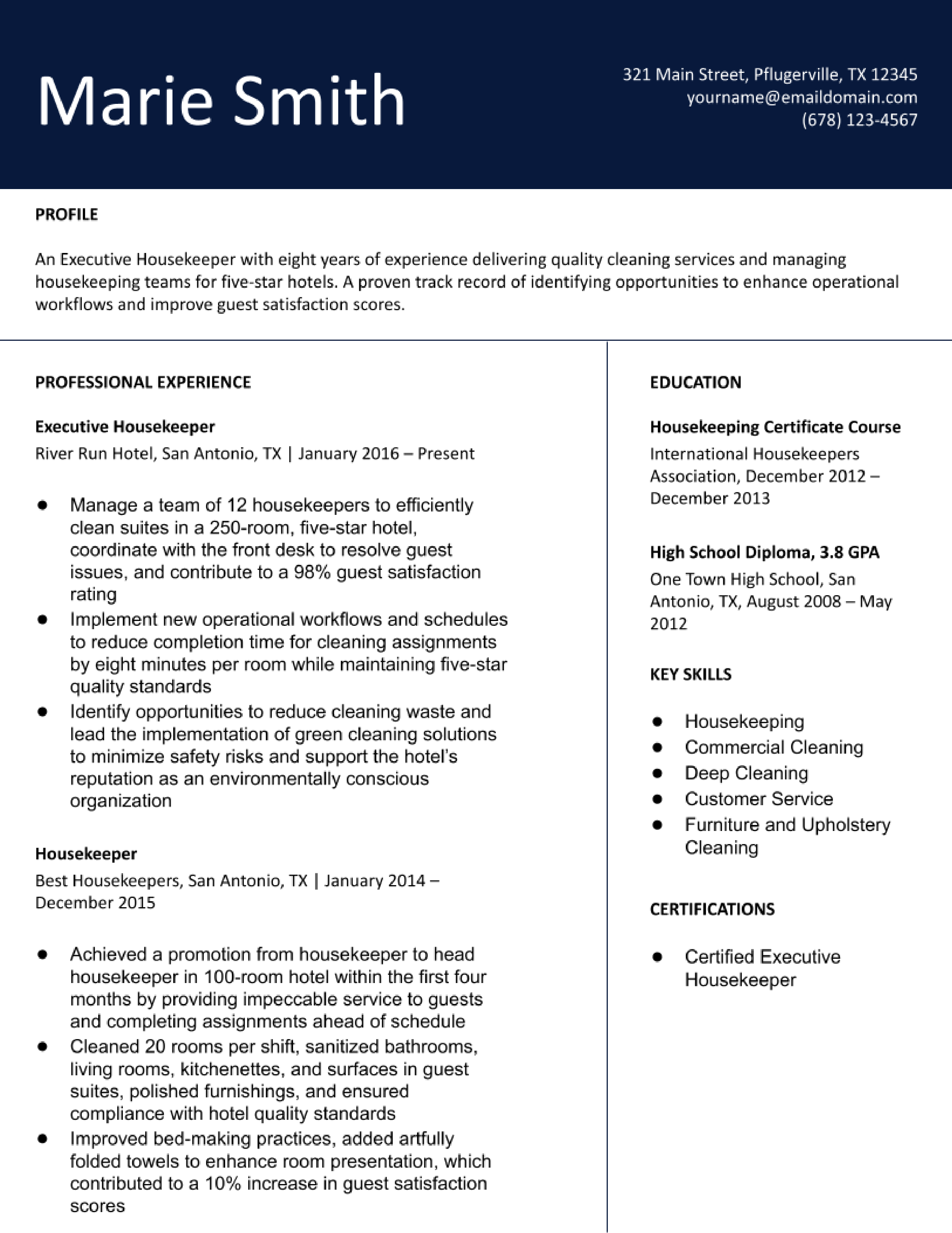 12 Housekeeper Resume Examples - Housekeeper Mid Career.pdf 