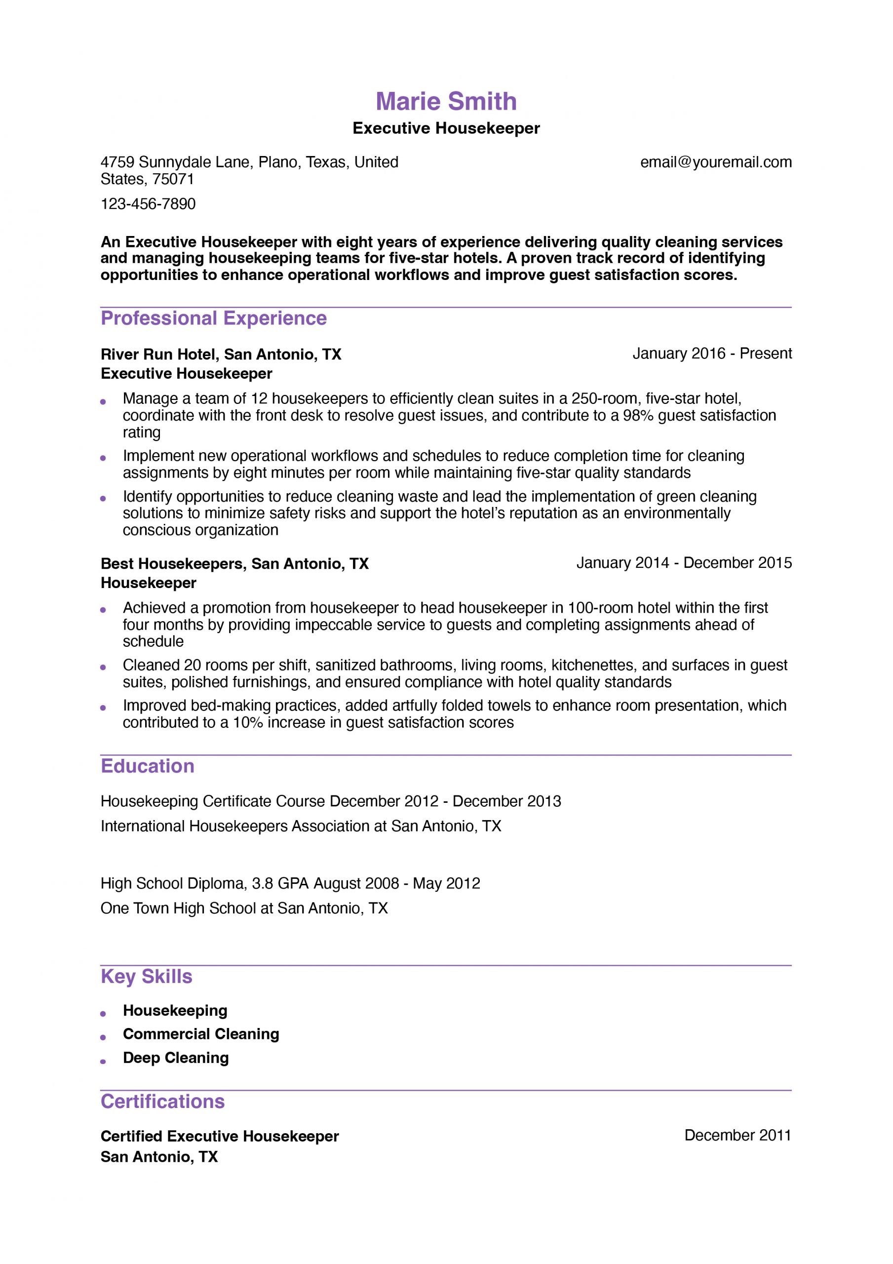 Housekeeper Resume Examples and Templates for 2025