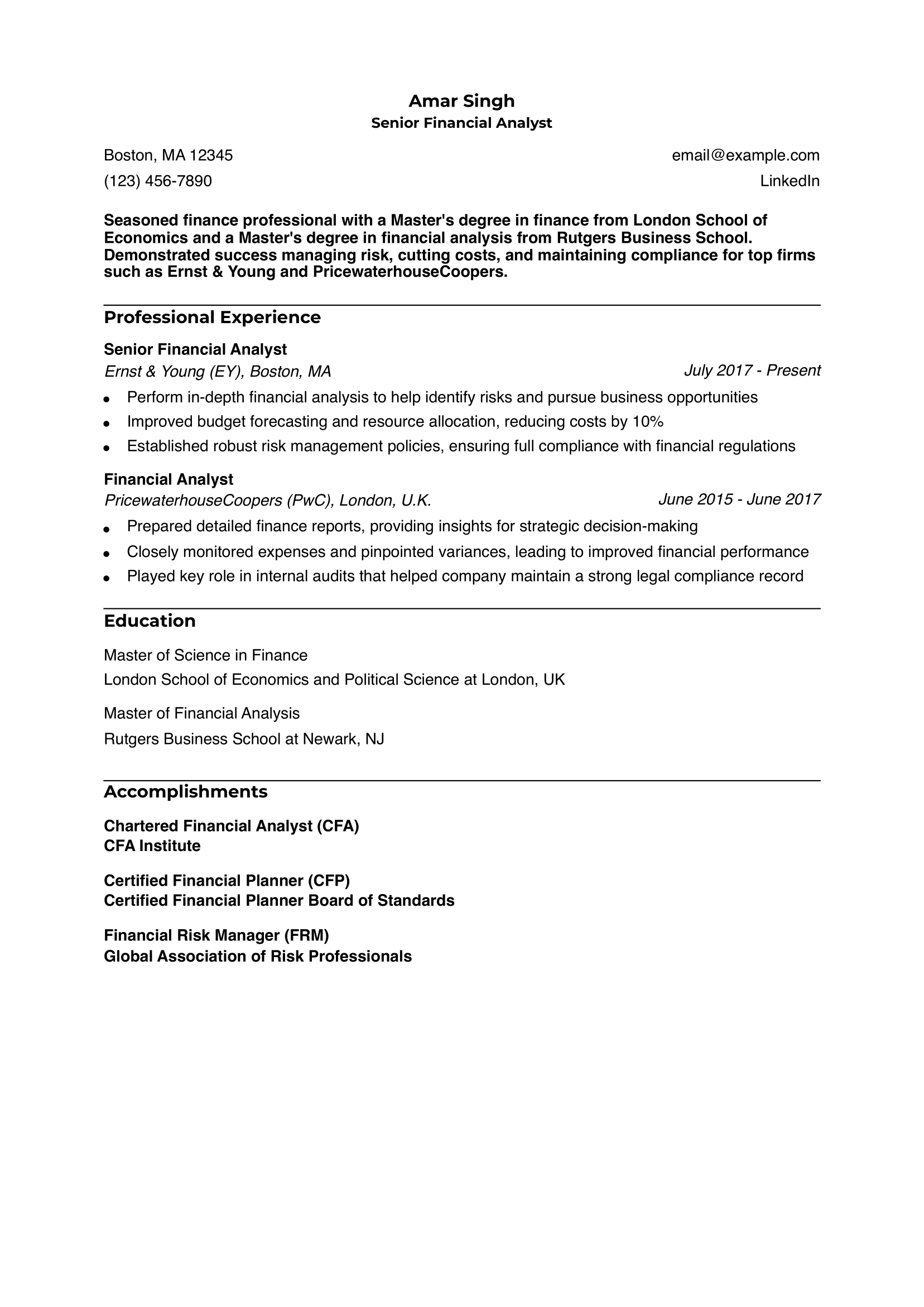 12 MBA Resume Examples and Templates - MBA Finance Resume Example Banner Image