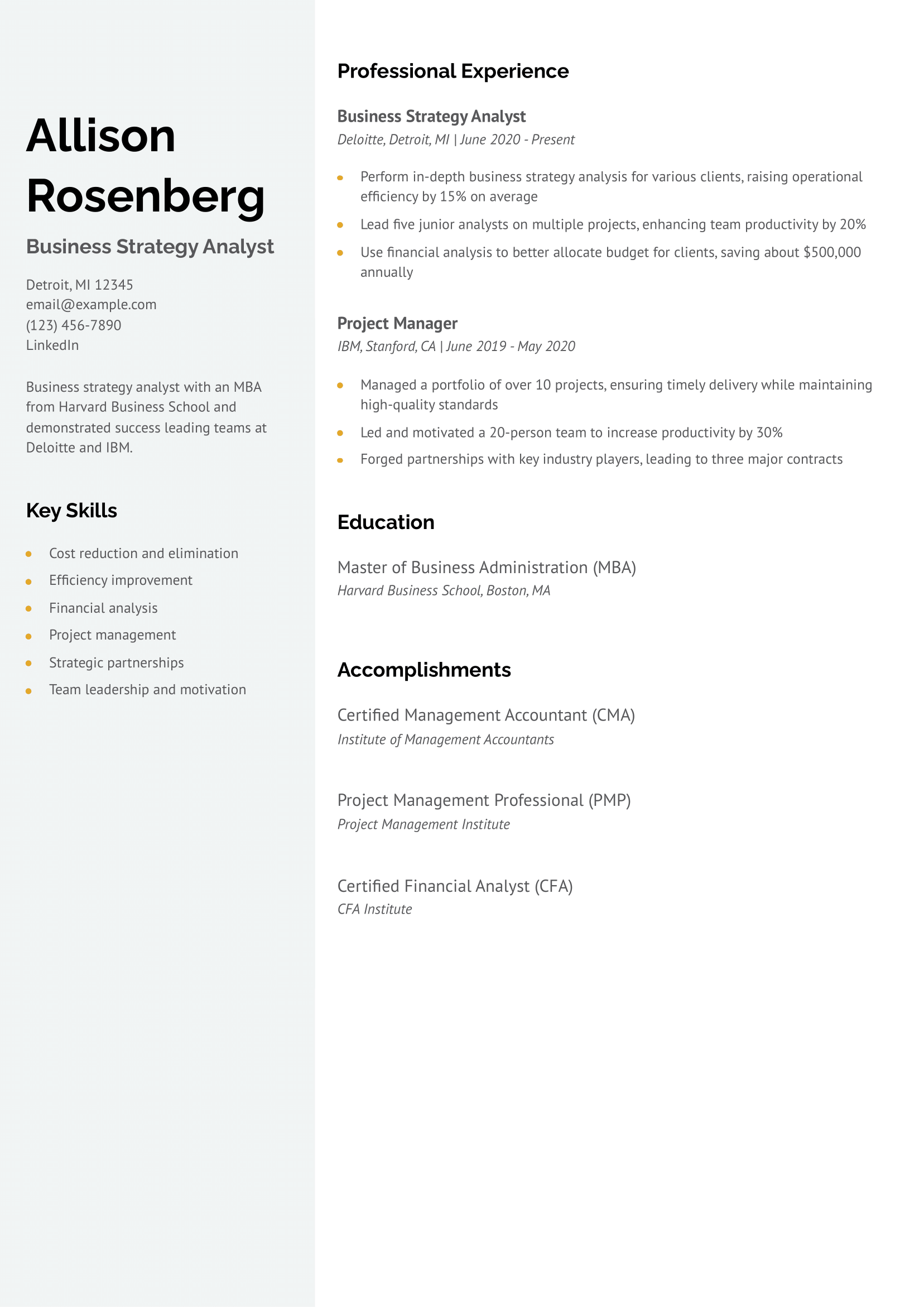 12 MBA Resume Examples and Templates for 2025 - ResumeBuilder.com