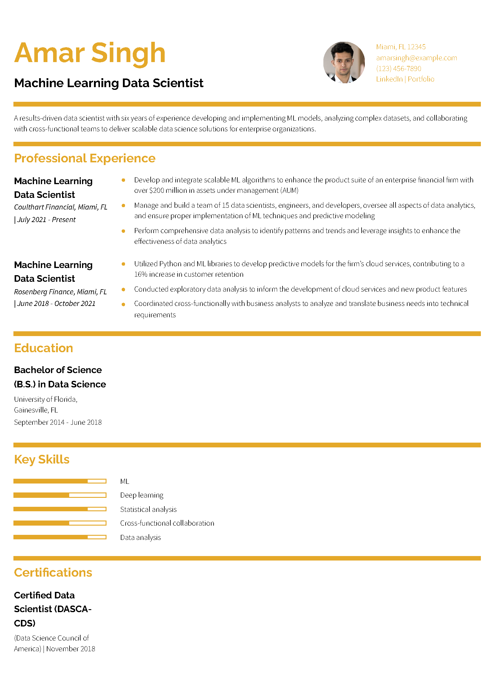 Machine Learning Data Scientist Resume