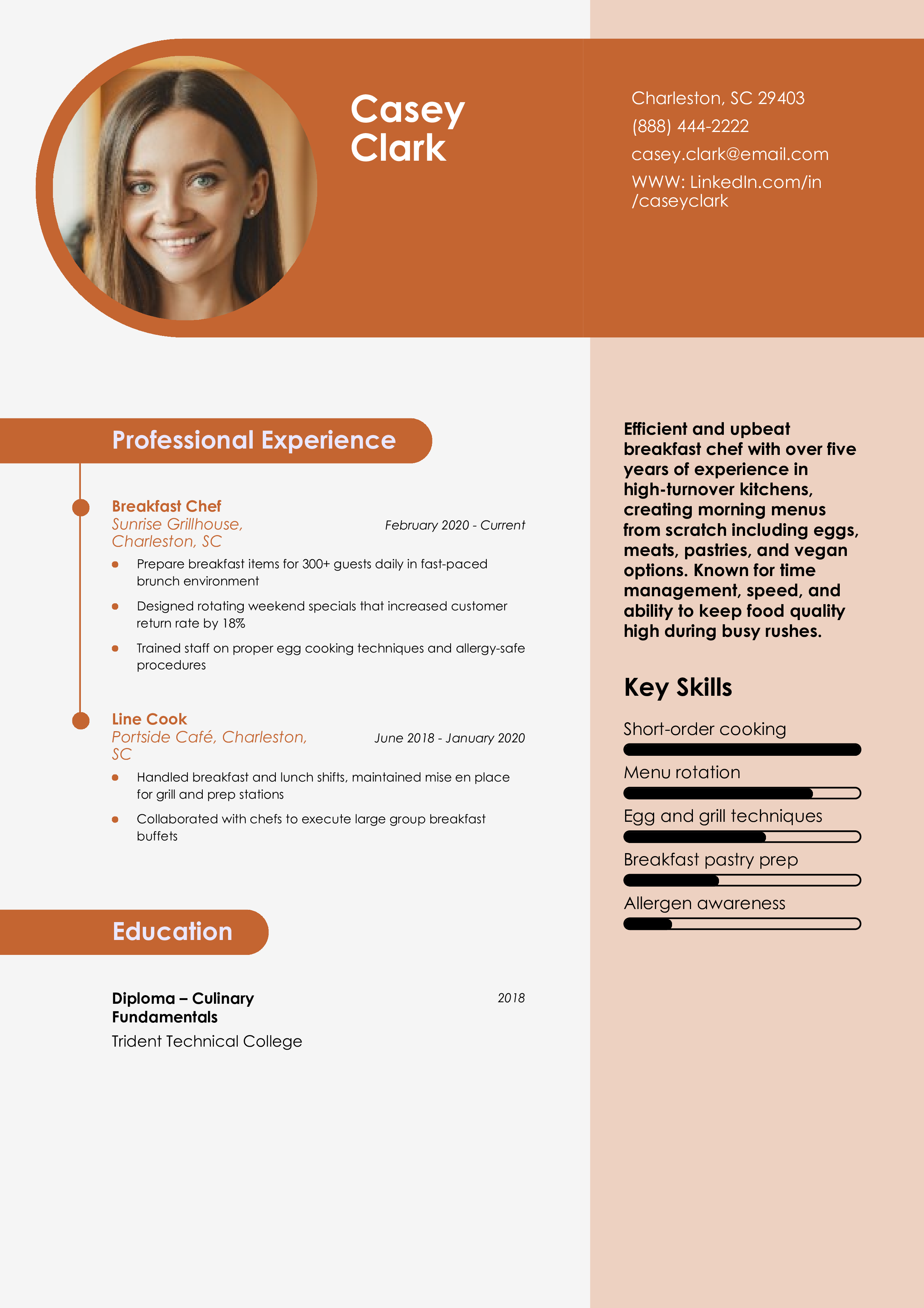 Breakfast Chef Resume Example